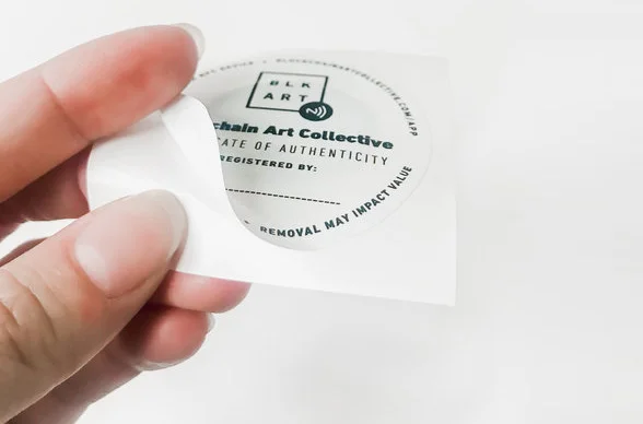 Blockchain Art Collective tagging sticker