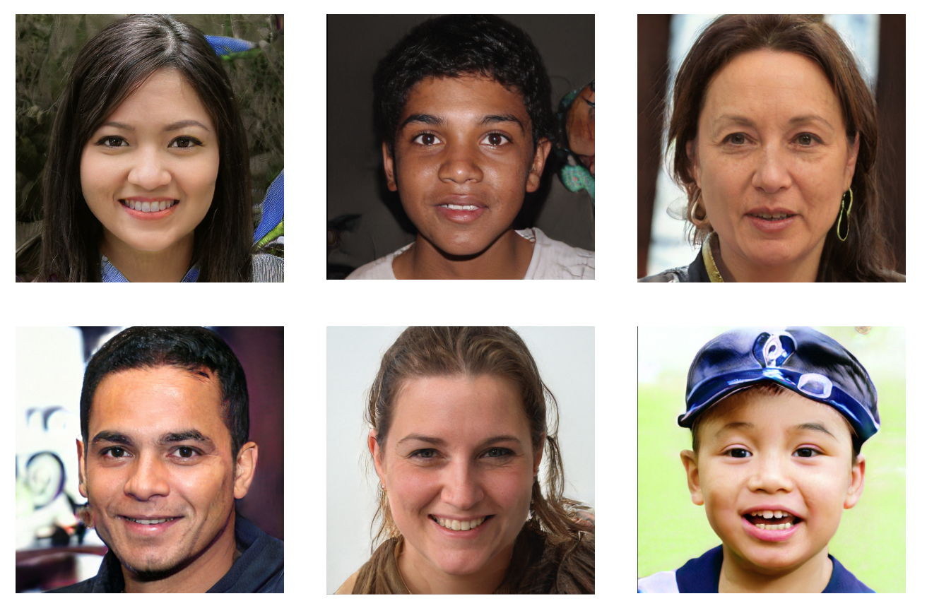 Series of people who do not actually exist created using GANs - https://www.thispersondoesnotexist.com/