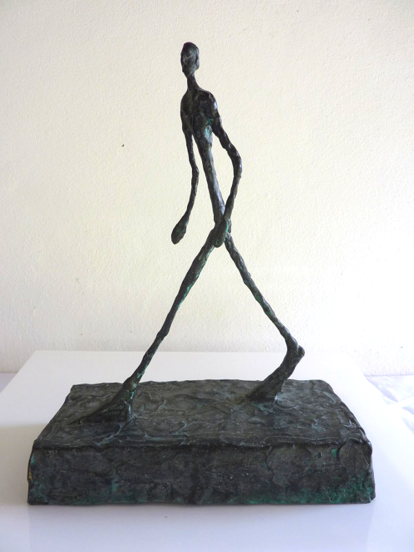 Sculpture in the style of Alberto Giocometti, created and signed by Robert J.C. Driessen