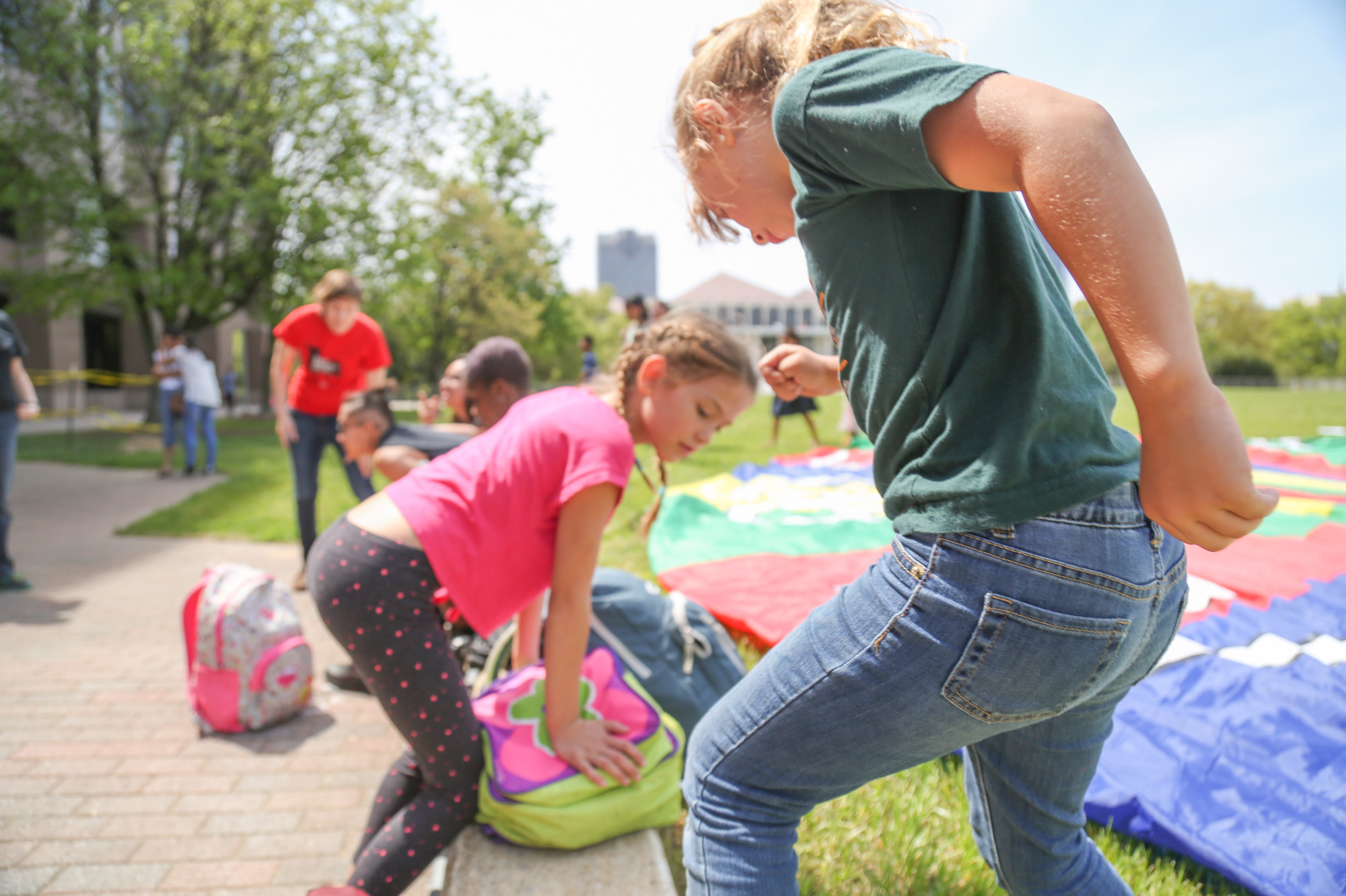  Children play before the event of "Kids in NC say: We Belong Together! Nos Mantenemos Unidos!" on April 12th, 2017.&nbsp;It's an event for young people especially children who are affected by Trump's muslin ban to stand up for their families and fut