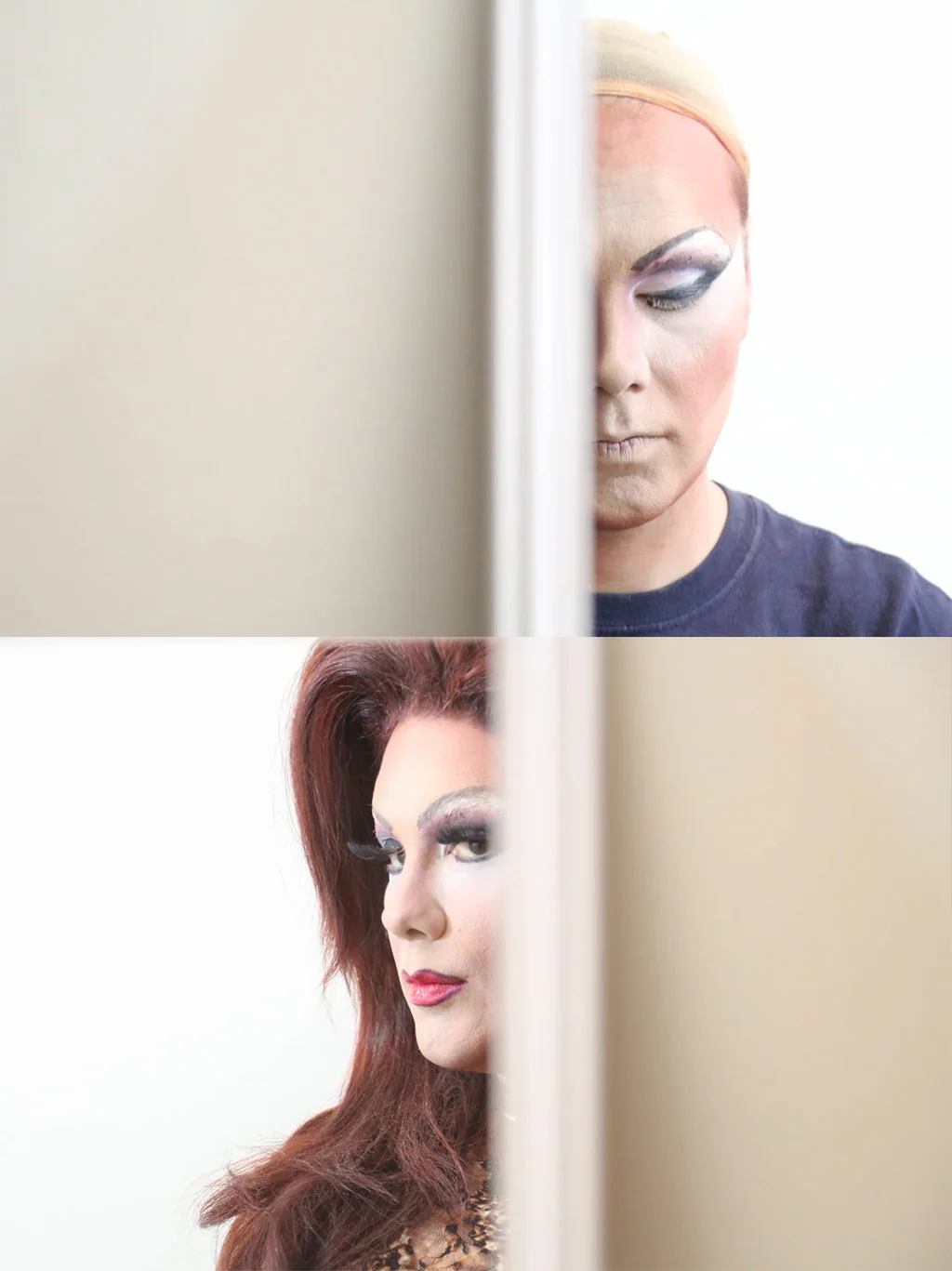 When he was a little bog, he would sometimes put on his grandma's shoes, dresses or even the makeup, which was the hint of his later drag life. Natvig usually finishes his complicated drag makeup in one hour.