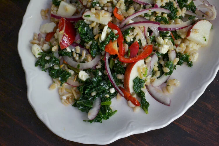 Kale Salad with Apples and Barley