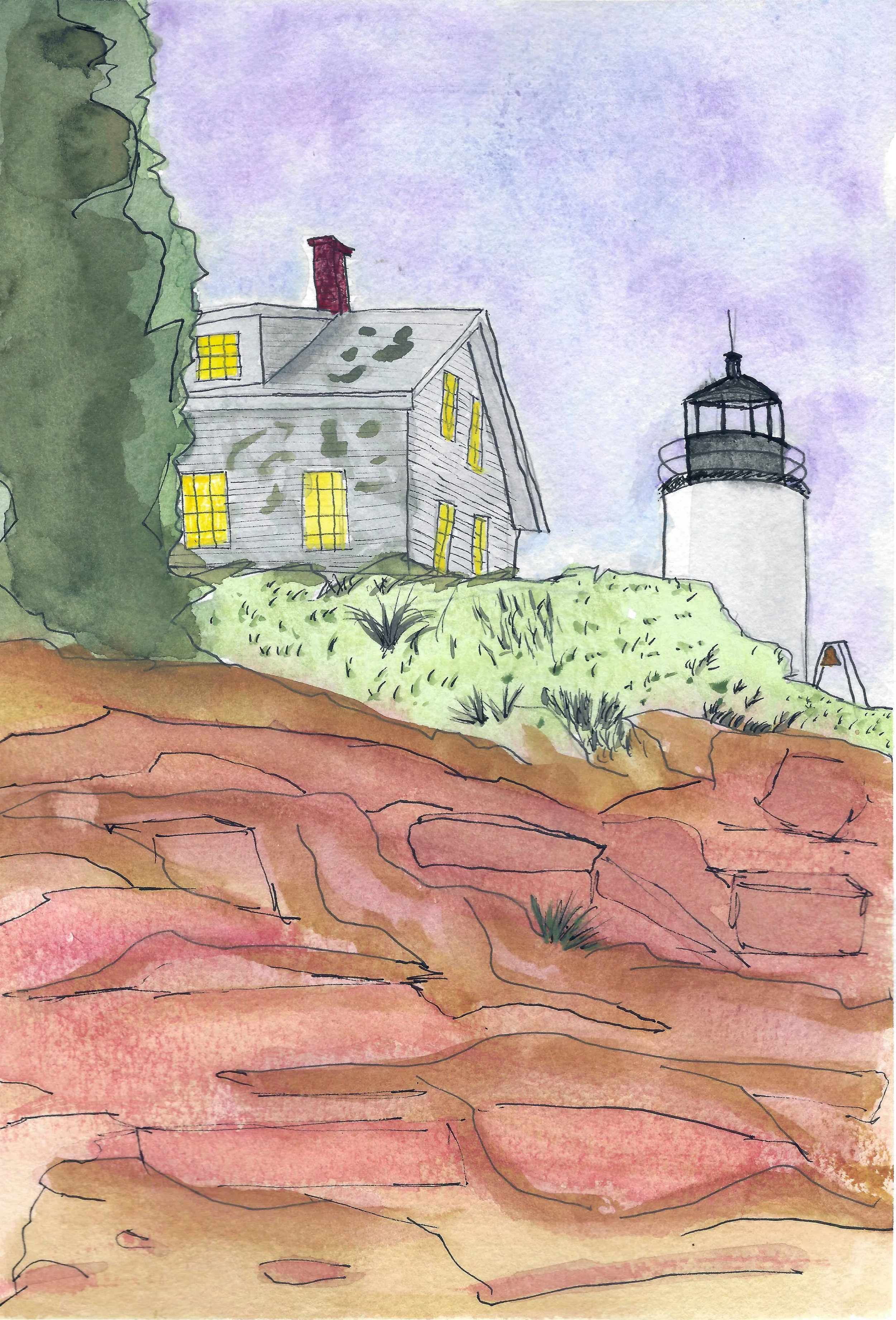  Bass Harbor Light Ryan Moore Watercolor on Paper 2024 