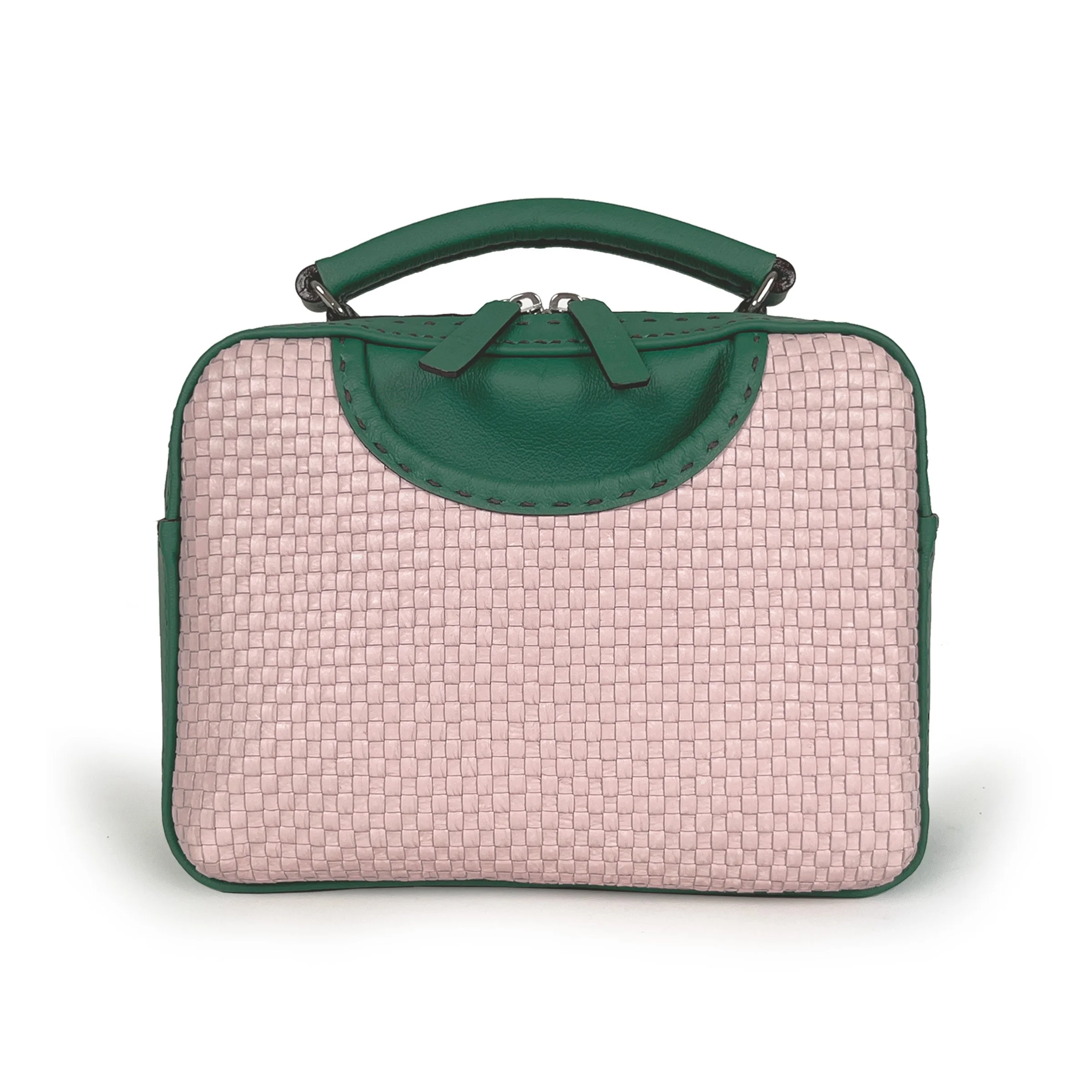 kelly green/blush woven