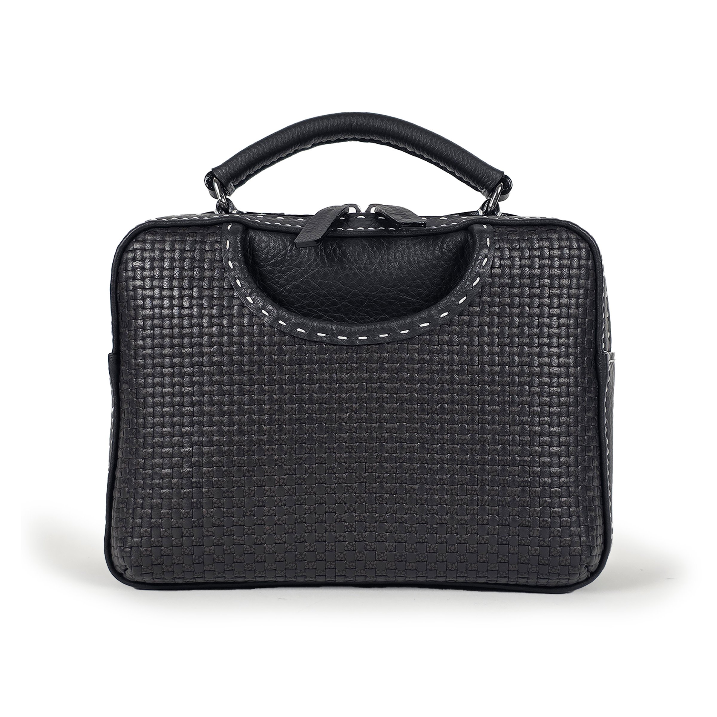 black/black brown woven