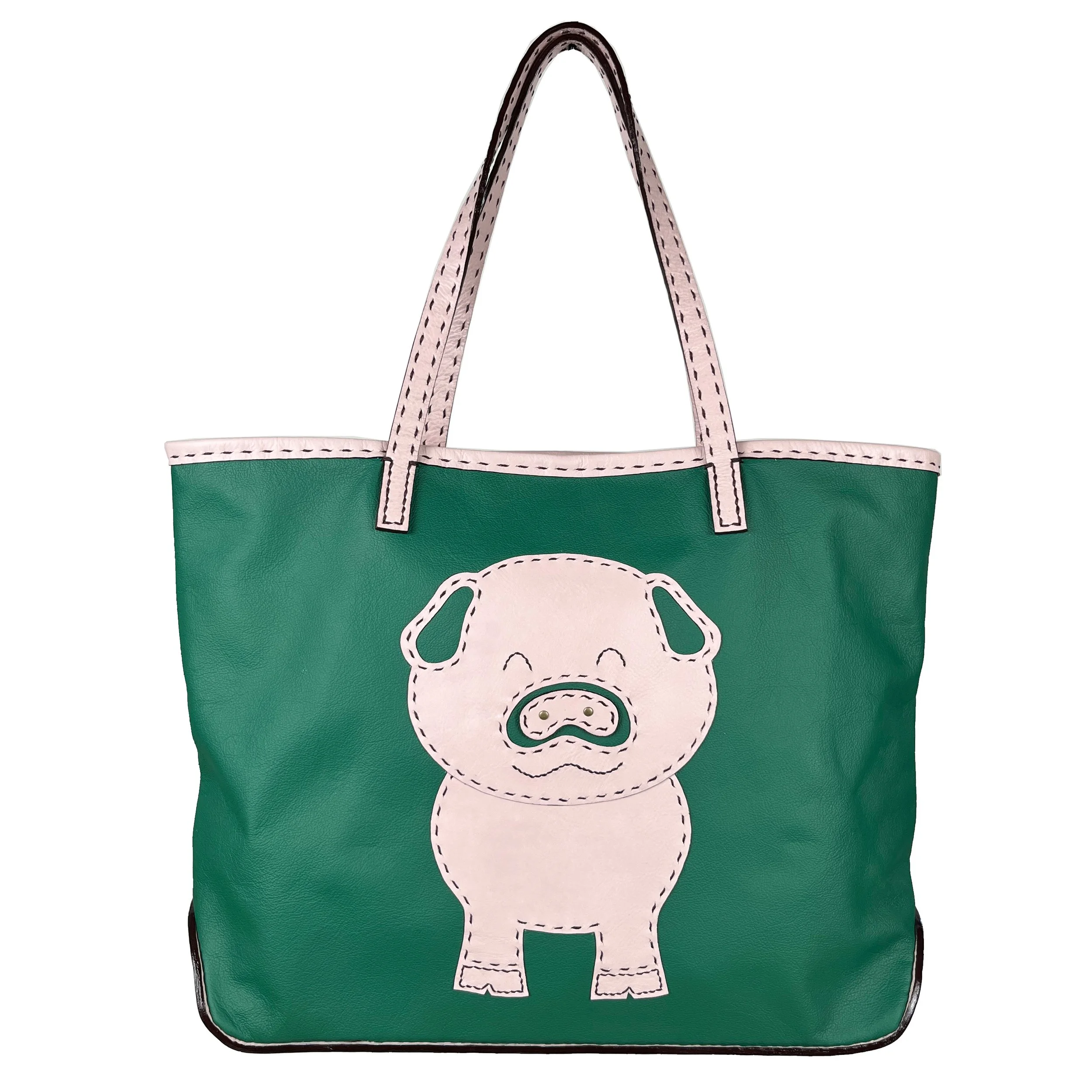 blush/kelly green leather