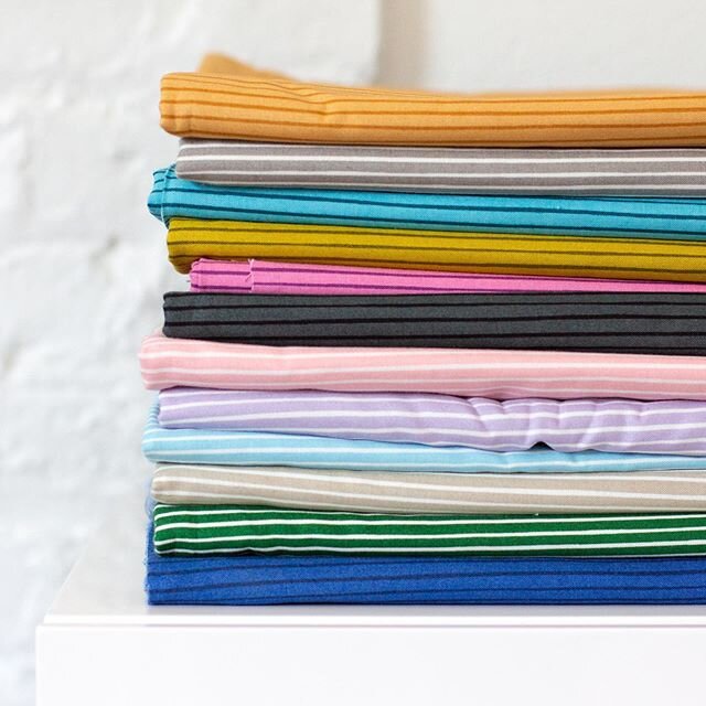 Rows (and rows) of wonky stripes. Part of our 60 core Basics. #thejoyoffabrics