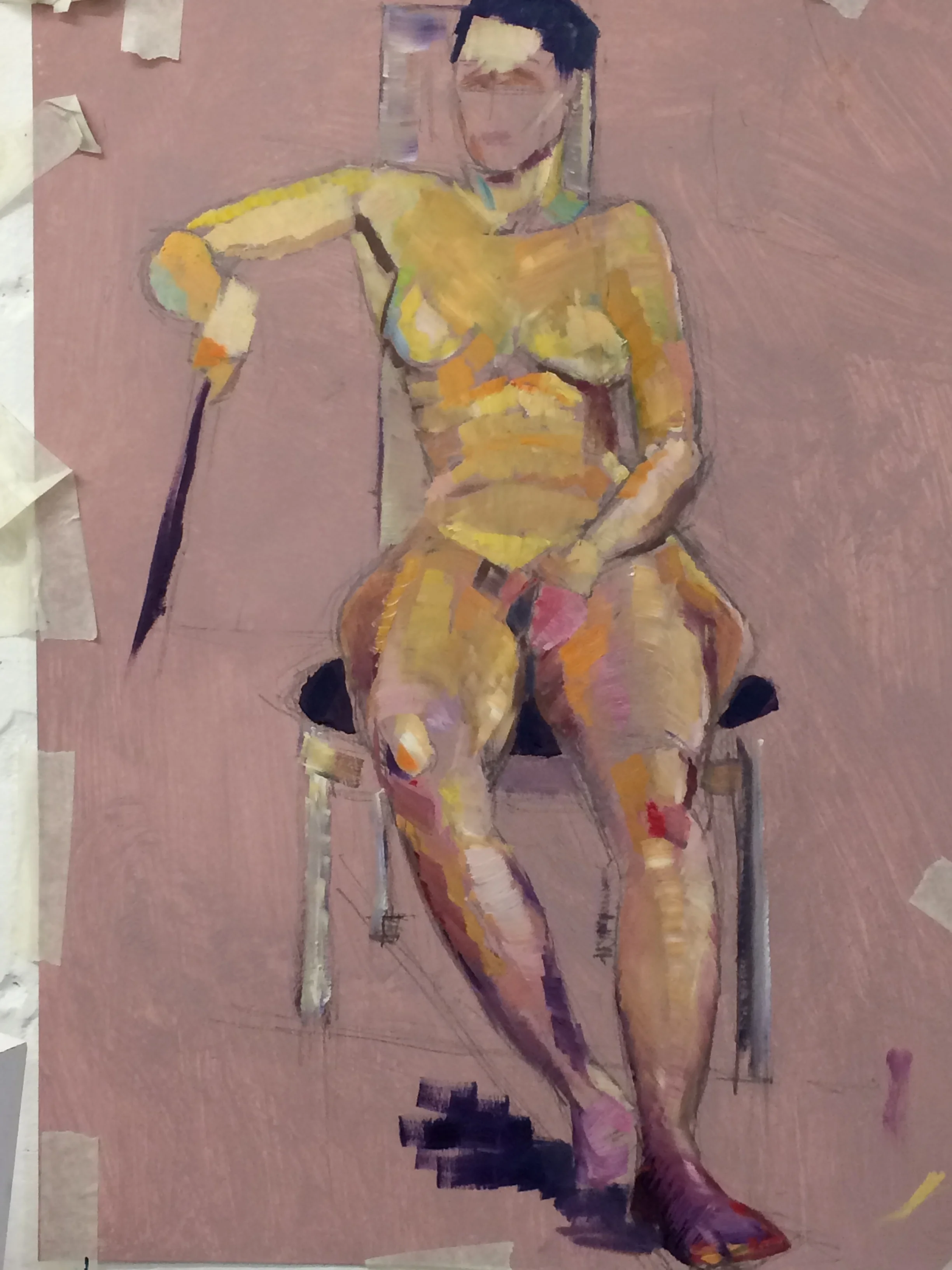  Naomi seated. Oil on paper march 2018 