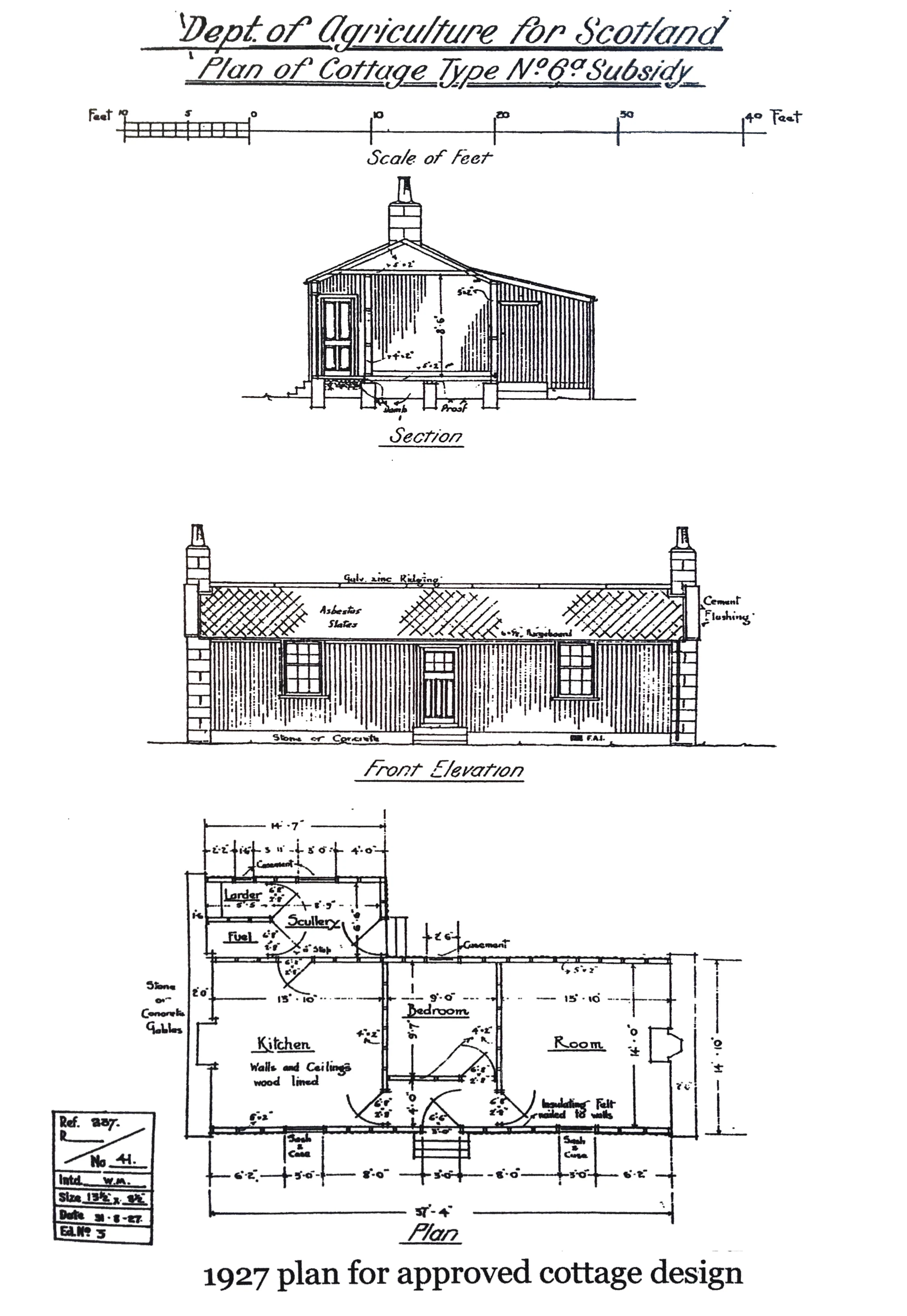 The original croft house was based on a generic plan of three habitable spaces with a connecting hall and entrance the front elevation. To the rear, a lean-to provided a scullery, larder and coal store. Image courtesy of Skye and Lochalsh Archive Centre in Portree