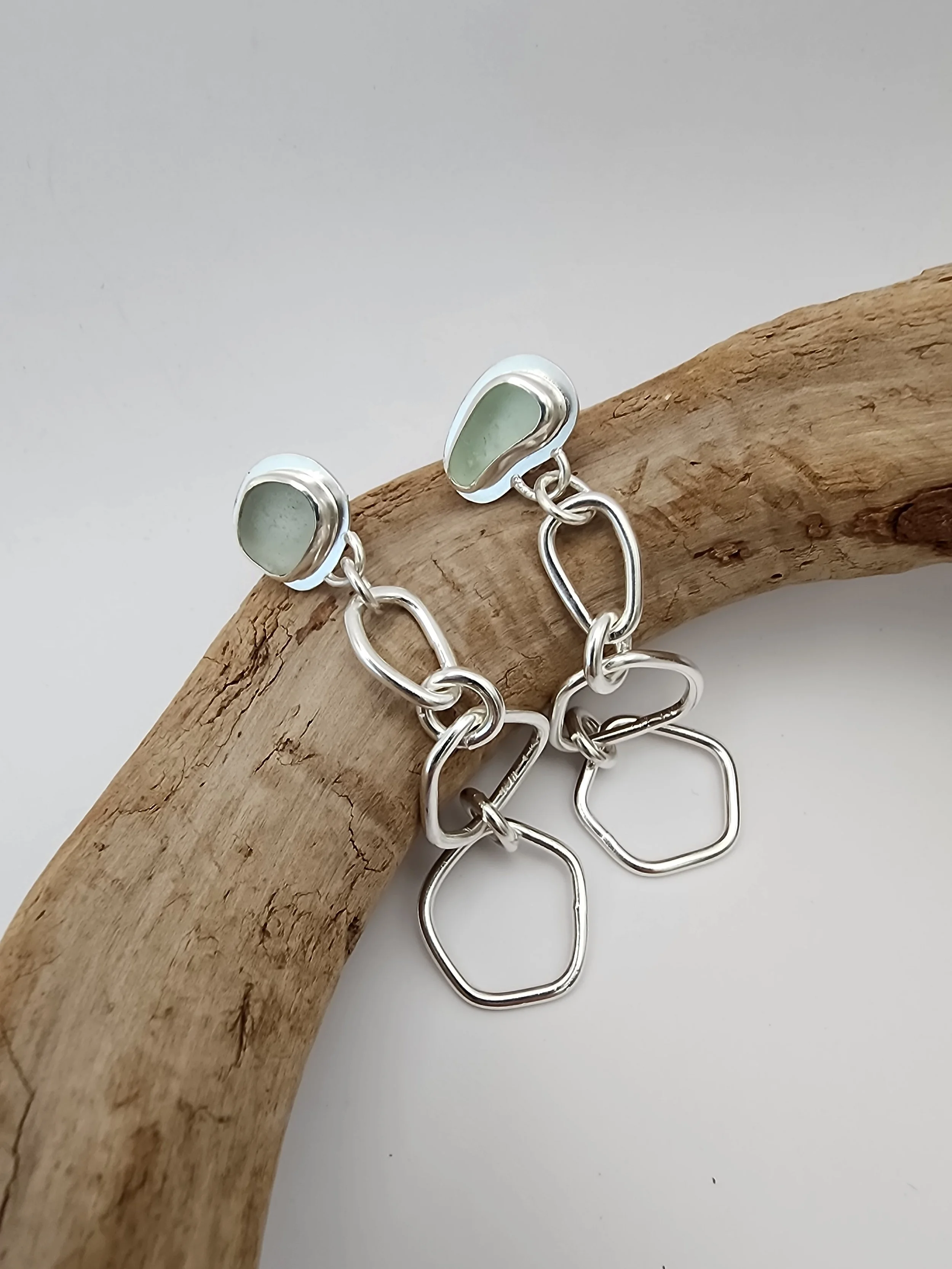 Ice Blue Italian Sea Glass Earrings