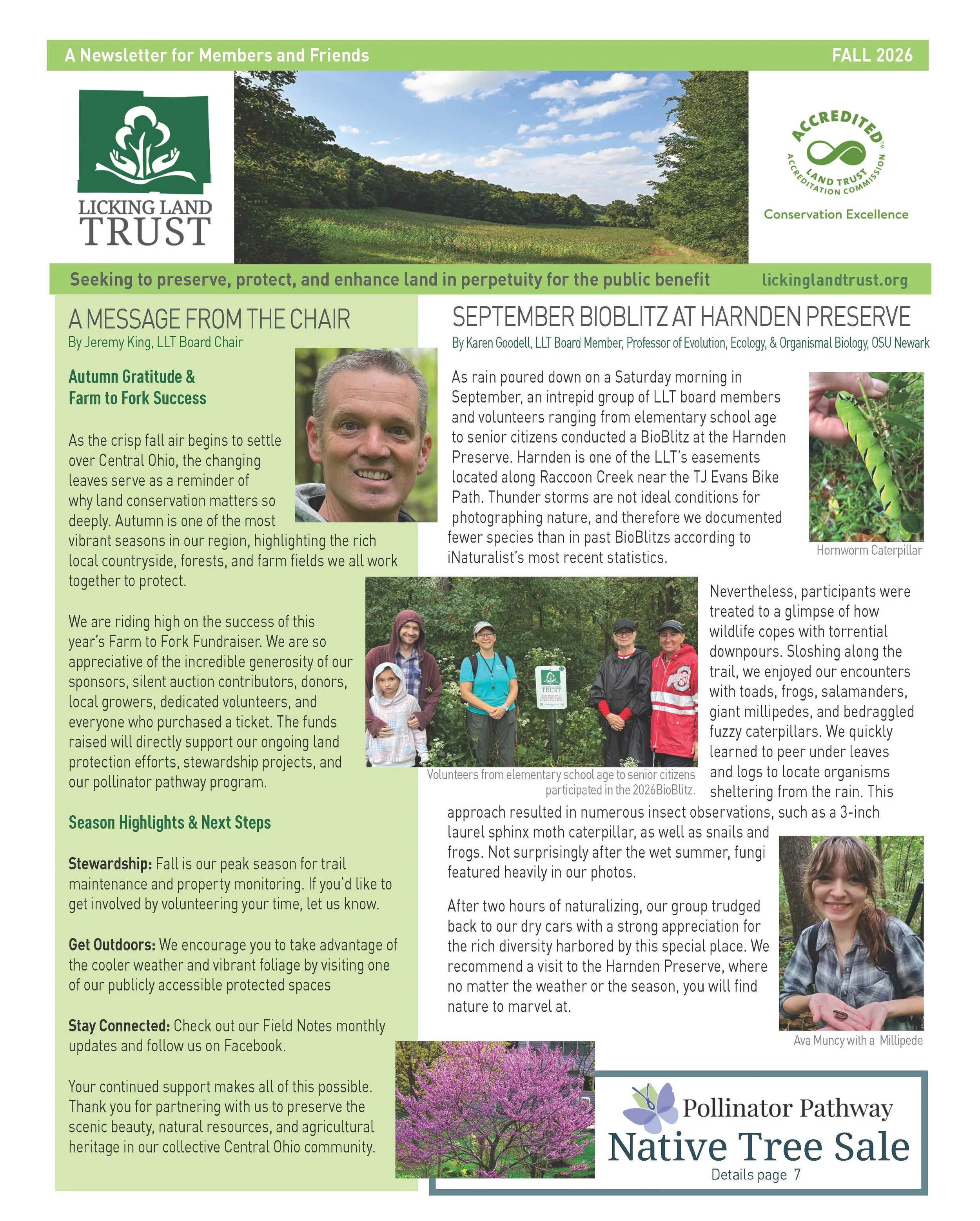 image of the first page of the fall 2026 newsletter