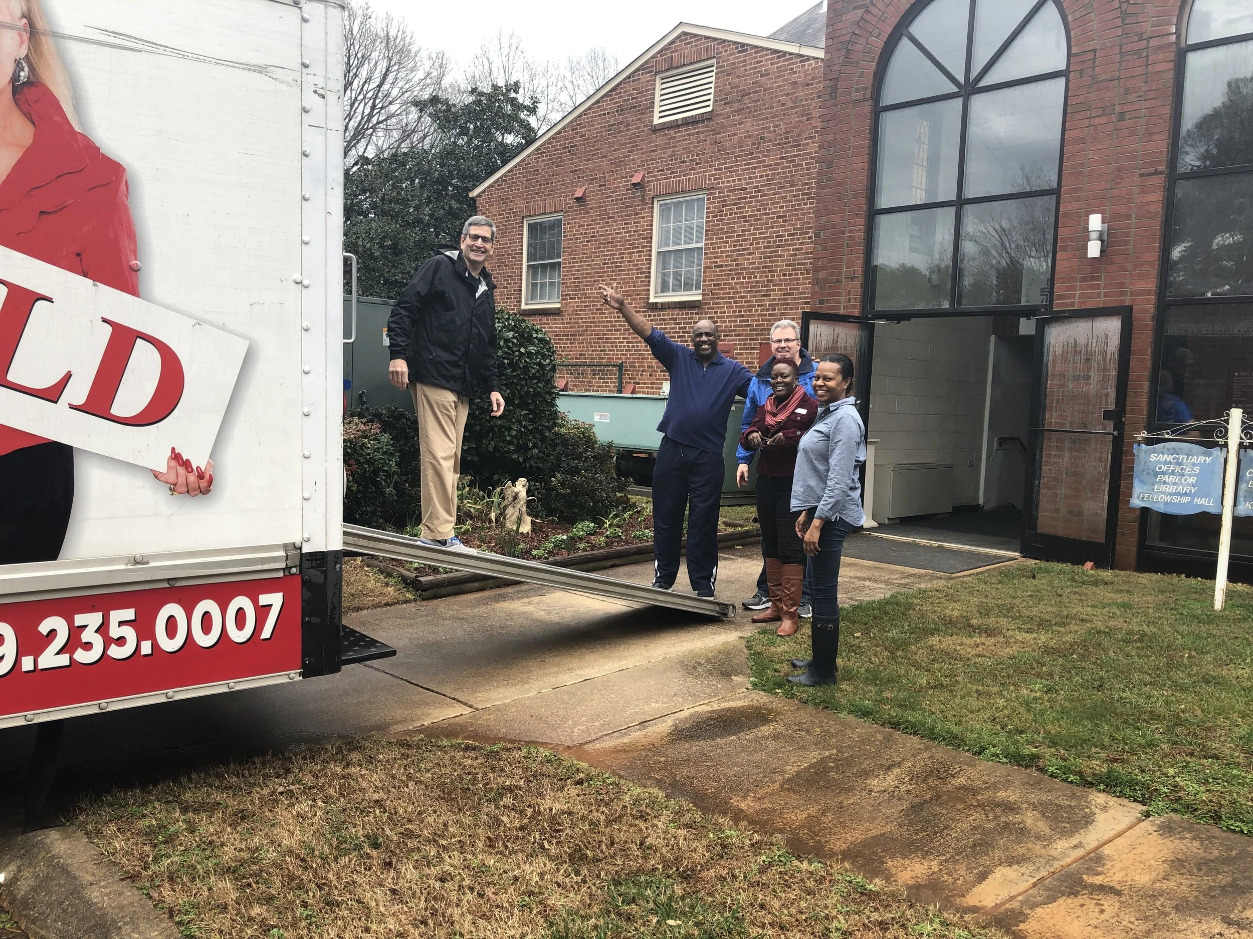 First National Bank employees pictured above help move into StepUp Ministry’s new GG’s Closet space on January 24, 2019. This clothing closet allows job seekers to get interview clothing.