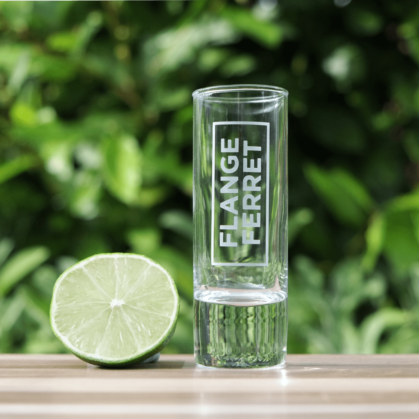 Flange ferret shot glass | Blasted