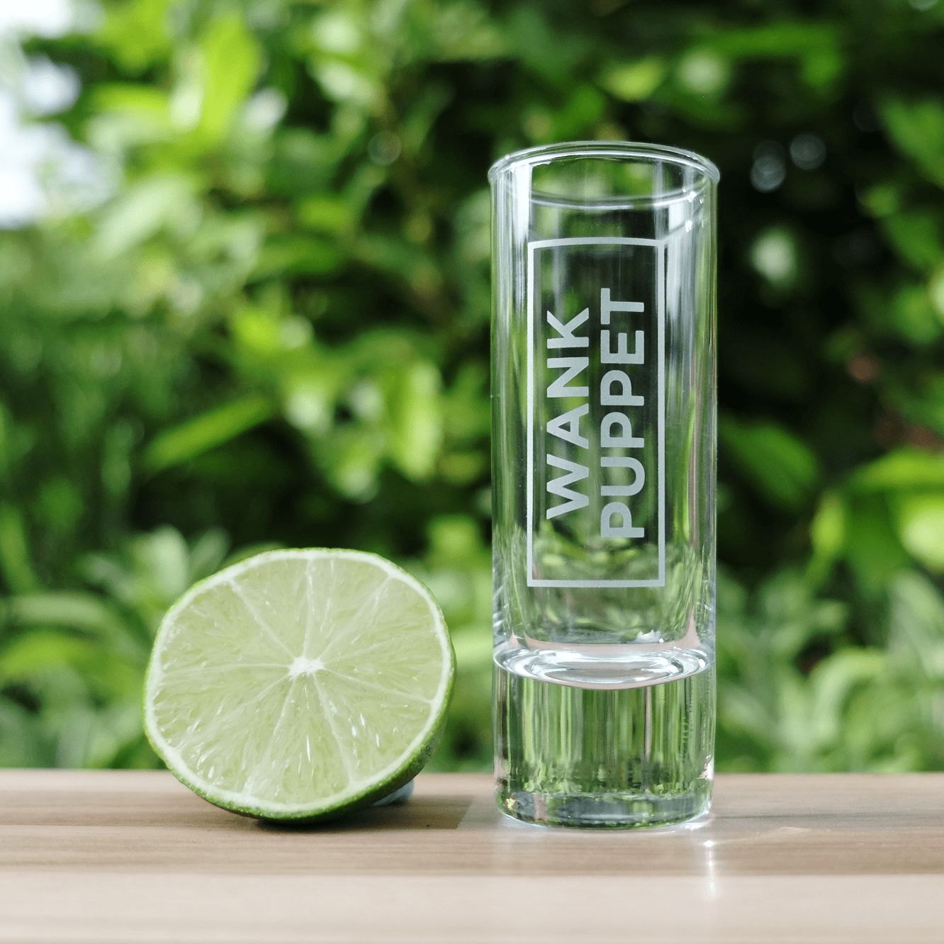 Wankpuppet shot glass | Blasted