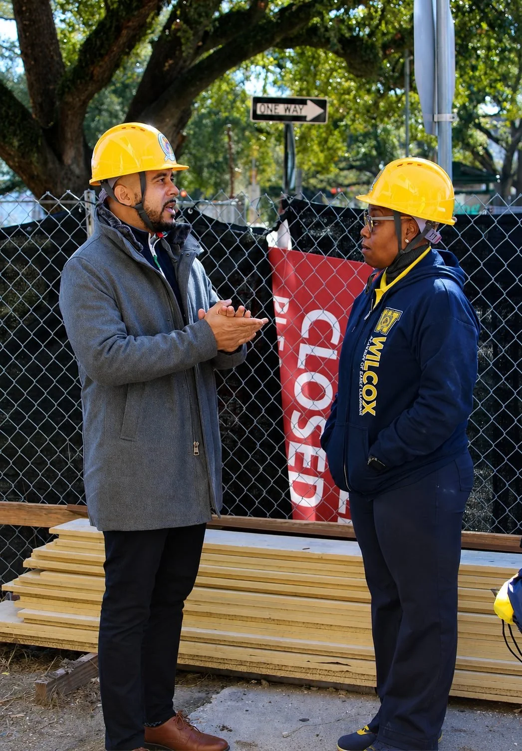 Sen. Royce Duplessis visits WAEL CC for a hard-hat tour with Rochelle Wilcox.