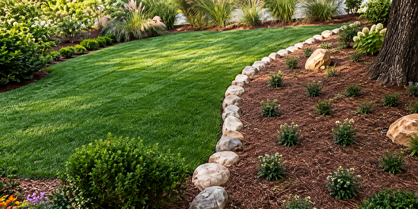 Curving Lawn and Boulder Garden Border.png