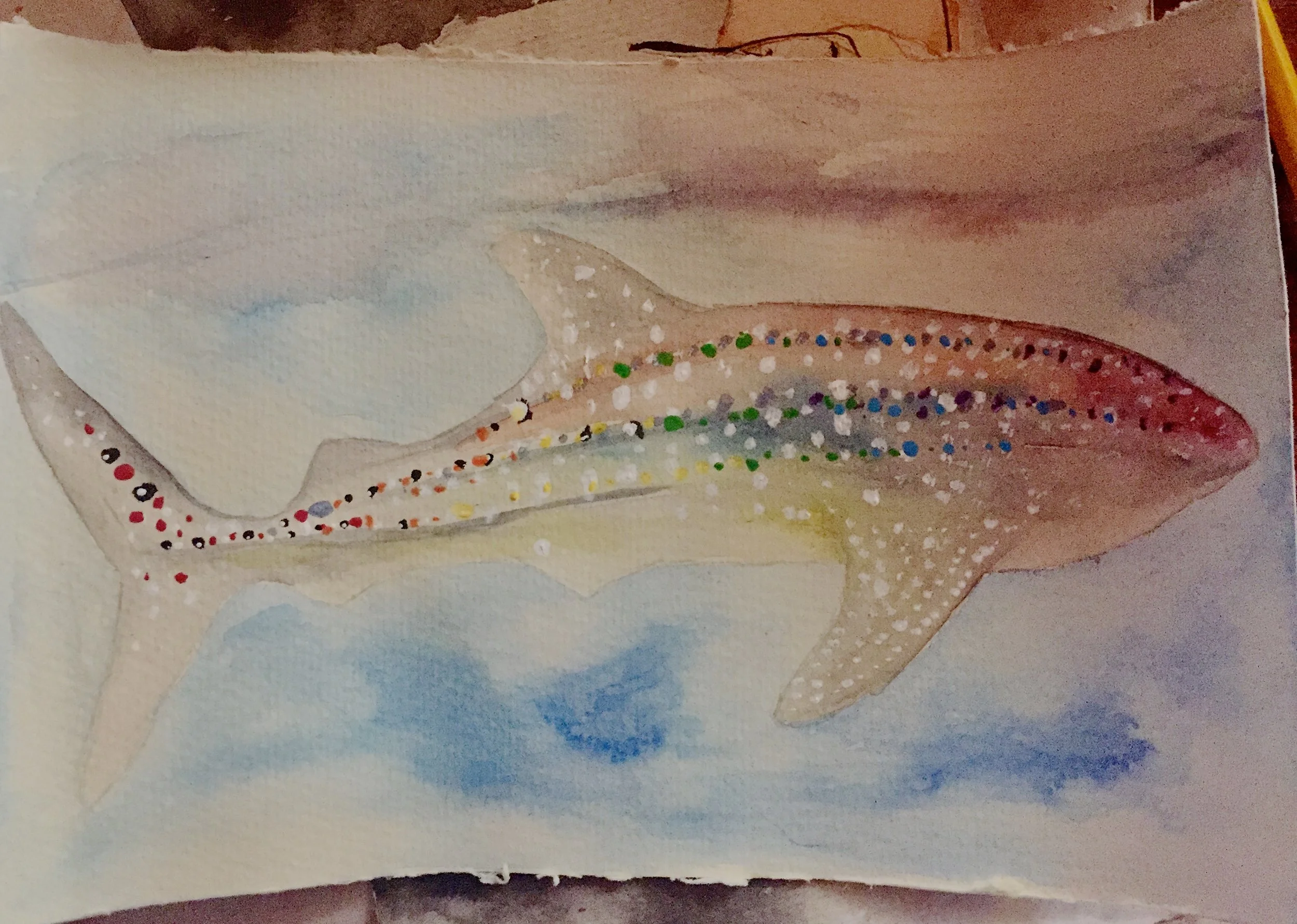 Whale Shark ( Rhincodon typus ) Elizabeth Slingsby Watercolour
