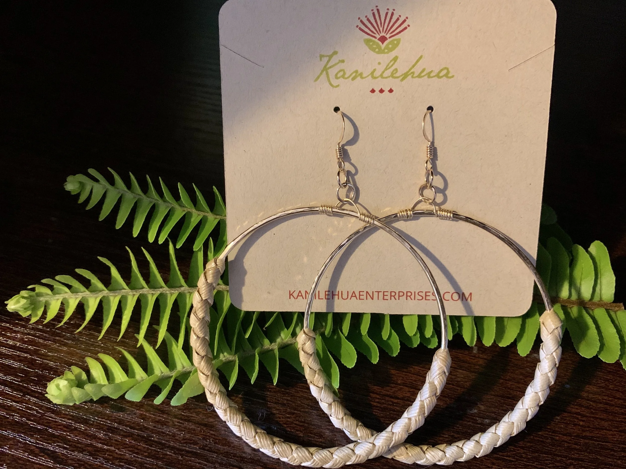 Gold-filled Lauhala Hoop Earrings