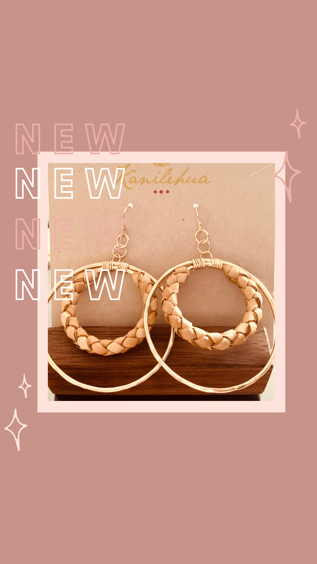 Pōʻai Lauhala Hoop Earrings