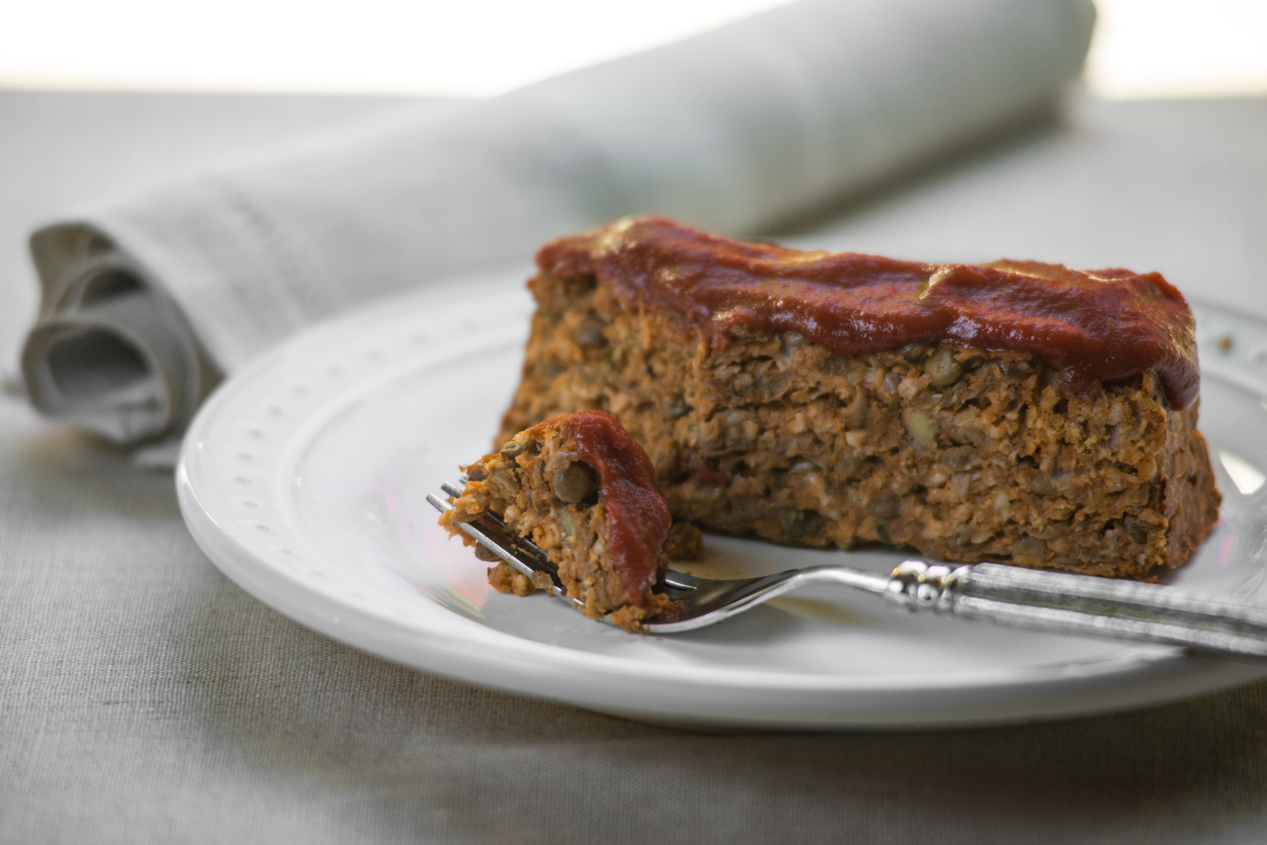 Vegetarian Lentil Loaf with Tomato-Maple BBQ Sauce
