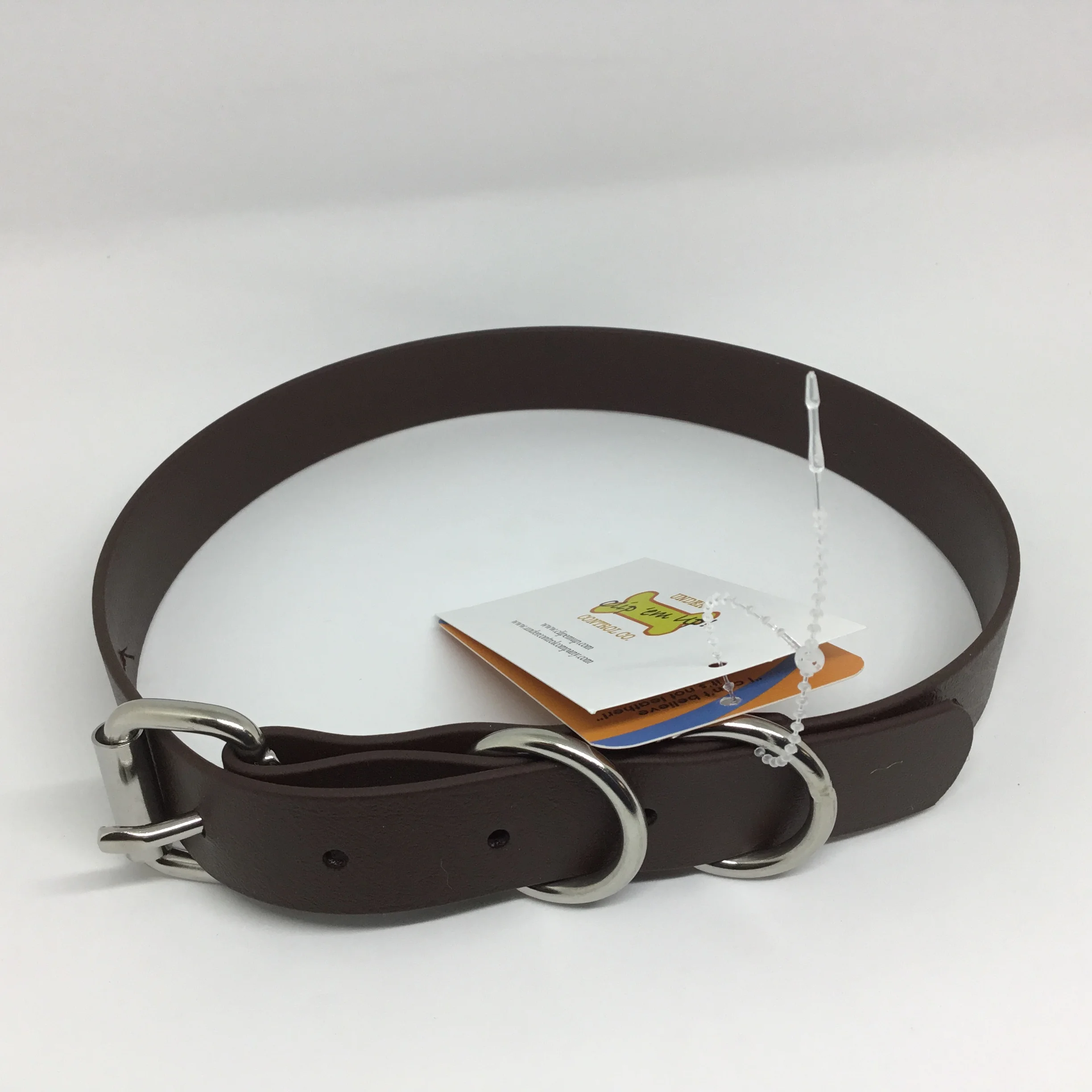 Beta BioThane®️ Adjustable Flat Buckle Dog Collar with Stainless Steel Hardware in Brown, Chocolate