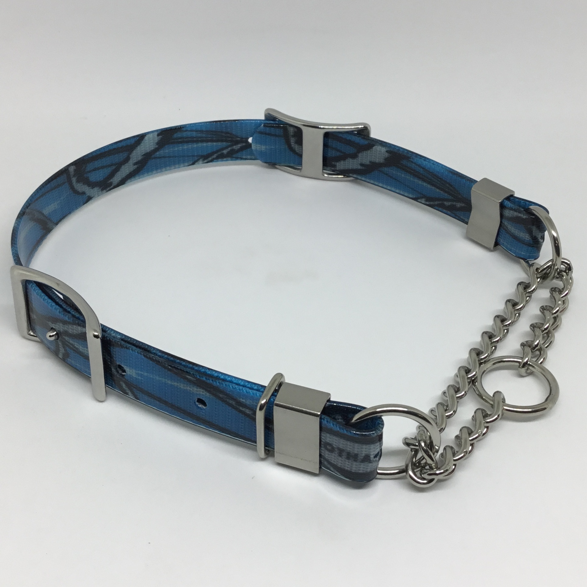 BioThane®️ High Flex Camouflage Adjustable Martingale Dog Collar Medium in blue