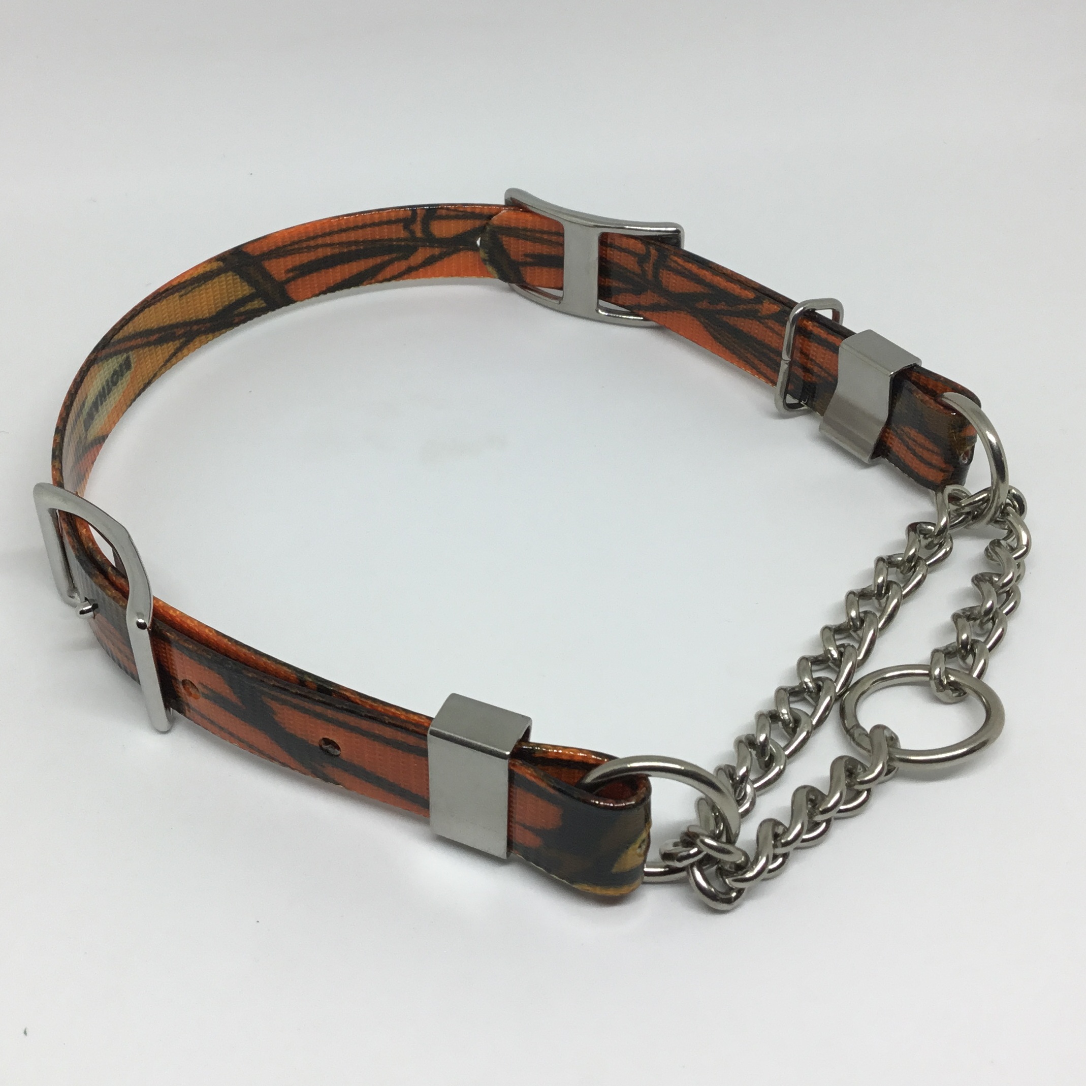 BioThane®️ High Flex Camouflage Adjustable Martingale Dog Collar Medium in orange