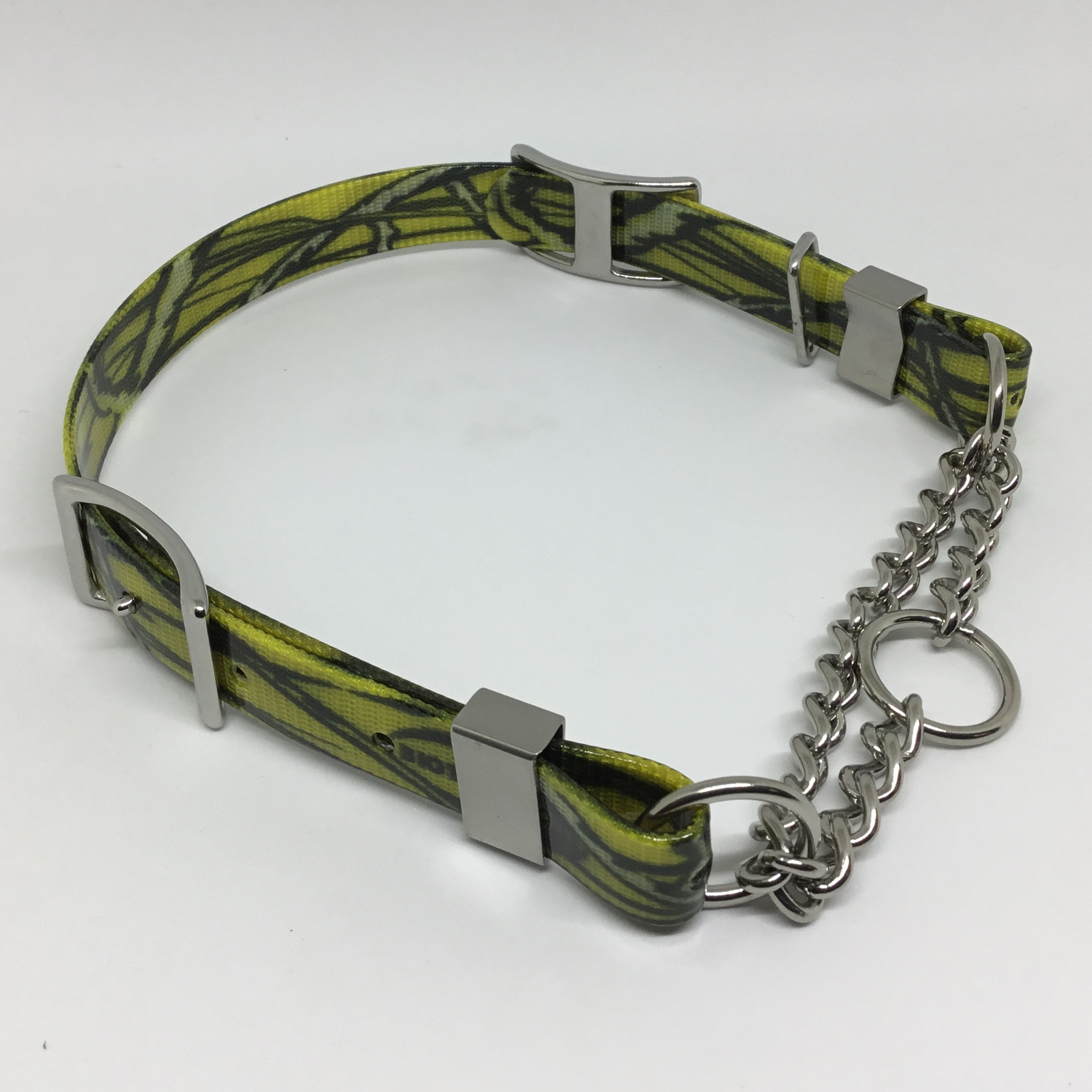 BioThane®️ High Flex Camouflage Adjustable Martingale Dog Collar Medium in yellow