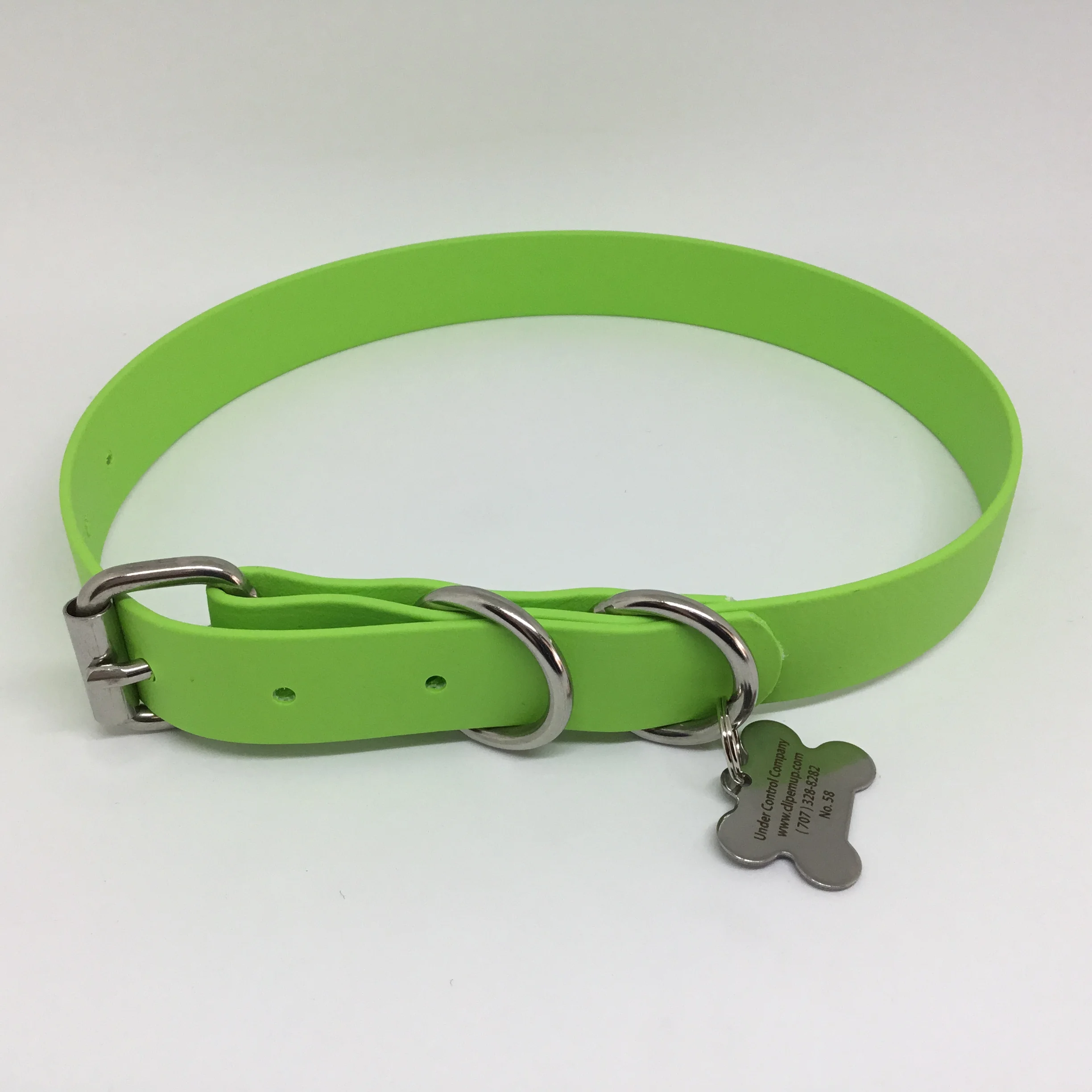 Beta BioThane®️ Flat Buckle Dog Collar Large (20" - 24") green mint