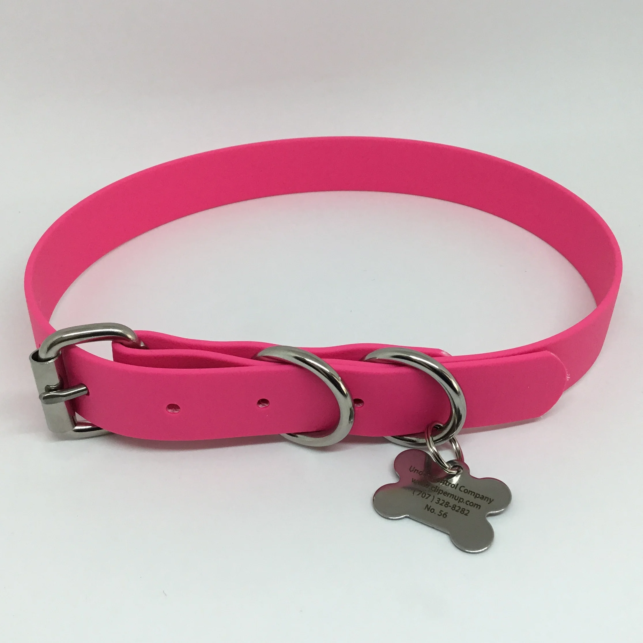Beta BioThane®️ Flat Buckle Dog Collar Large (20" - 24") pink flamingo