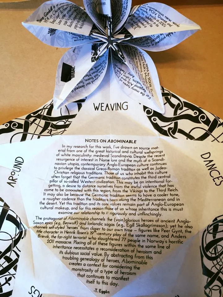 Origami program for Abominable . Photo by Justin Hocking.