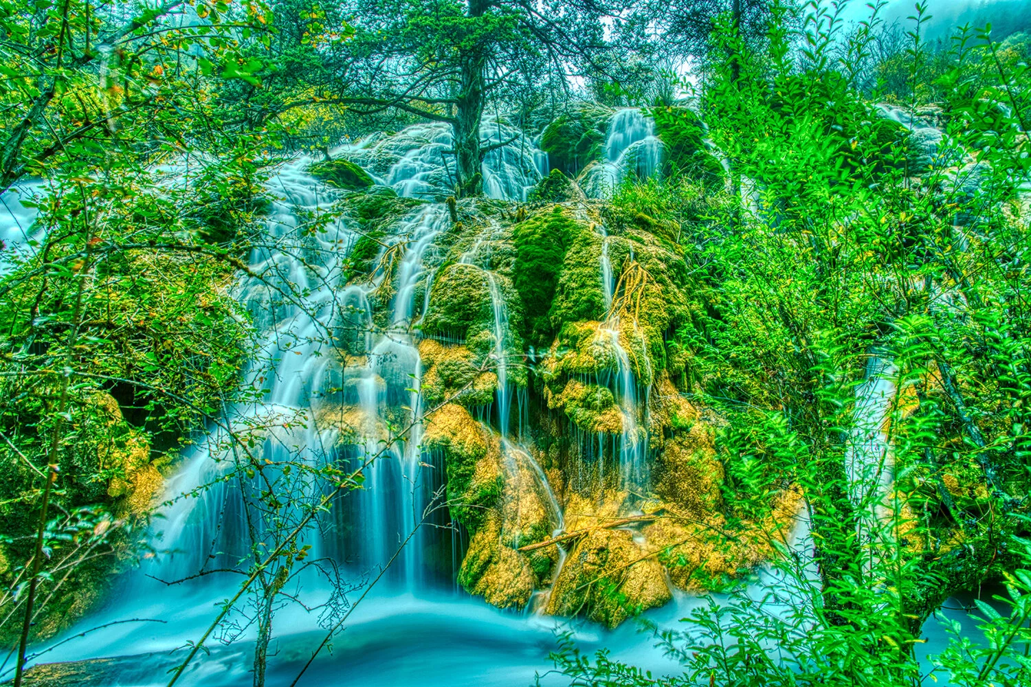 Cascading Waterfall in Jiuzhaigou National Park | China   