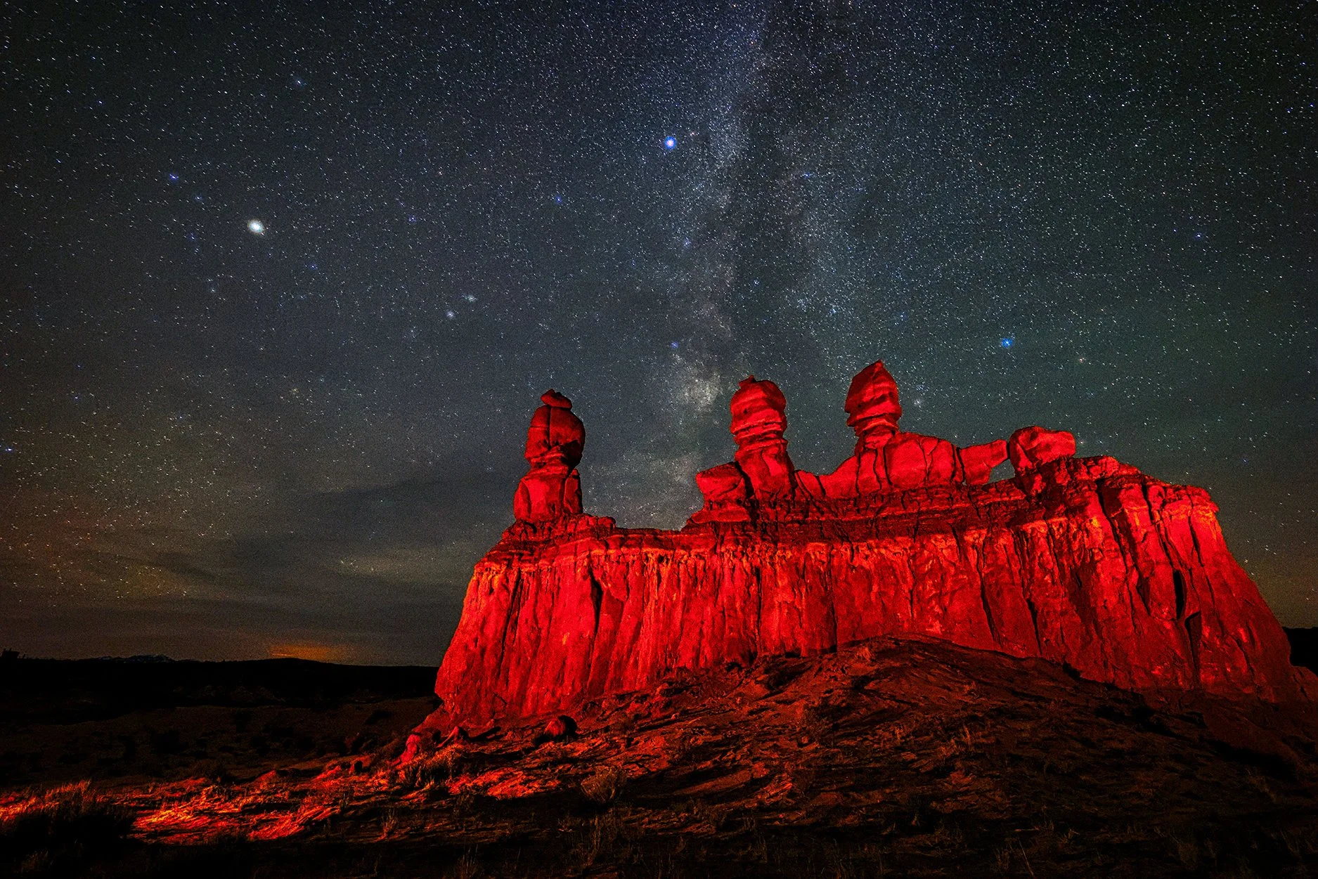 Astrophotography at Three Sisters Goblin Valley, Utah