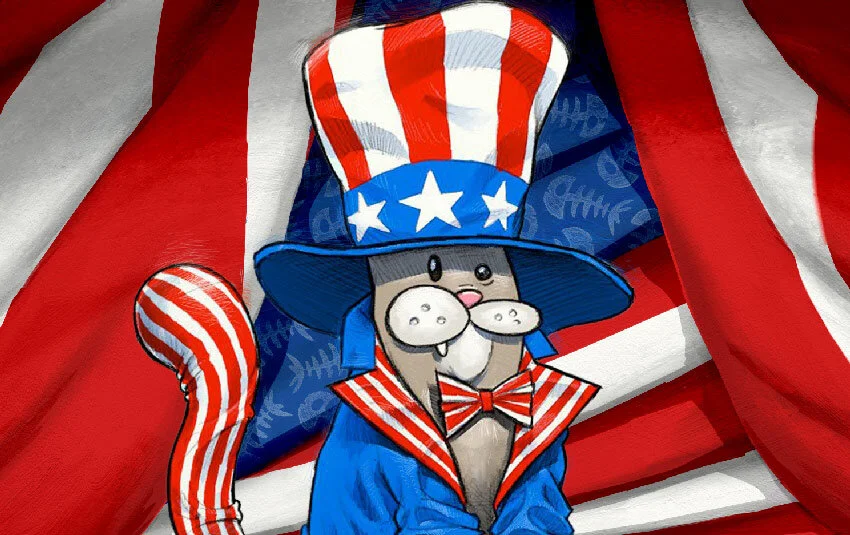 Clyde, The Kitty Patriot | Another July 4th Toon Tribute
