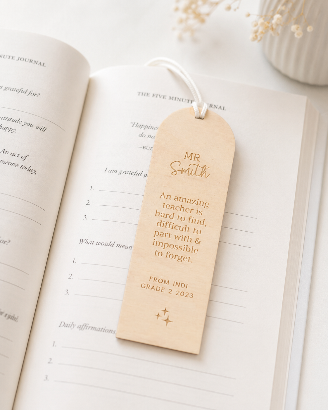 teacher bookmark with quote and name