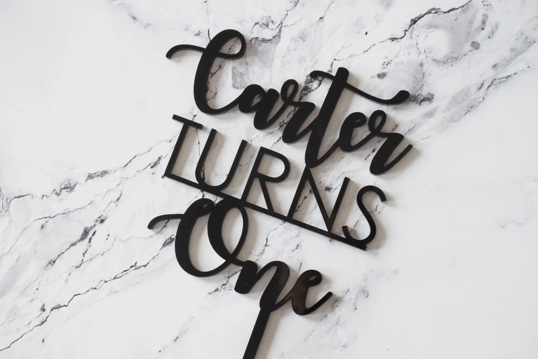 name turns age cake topper