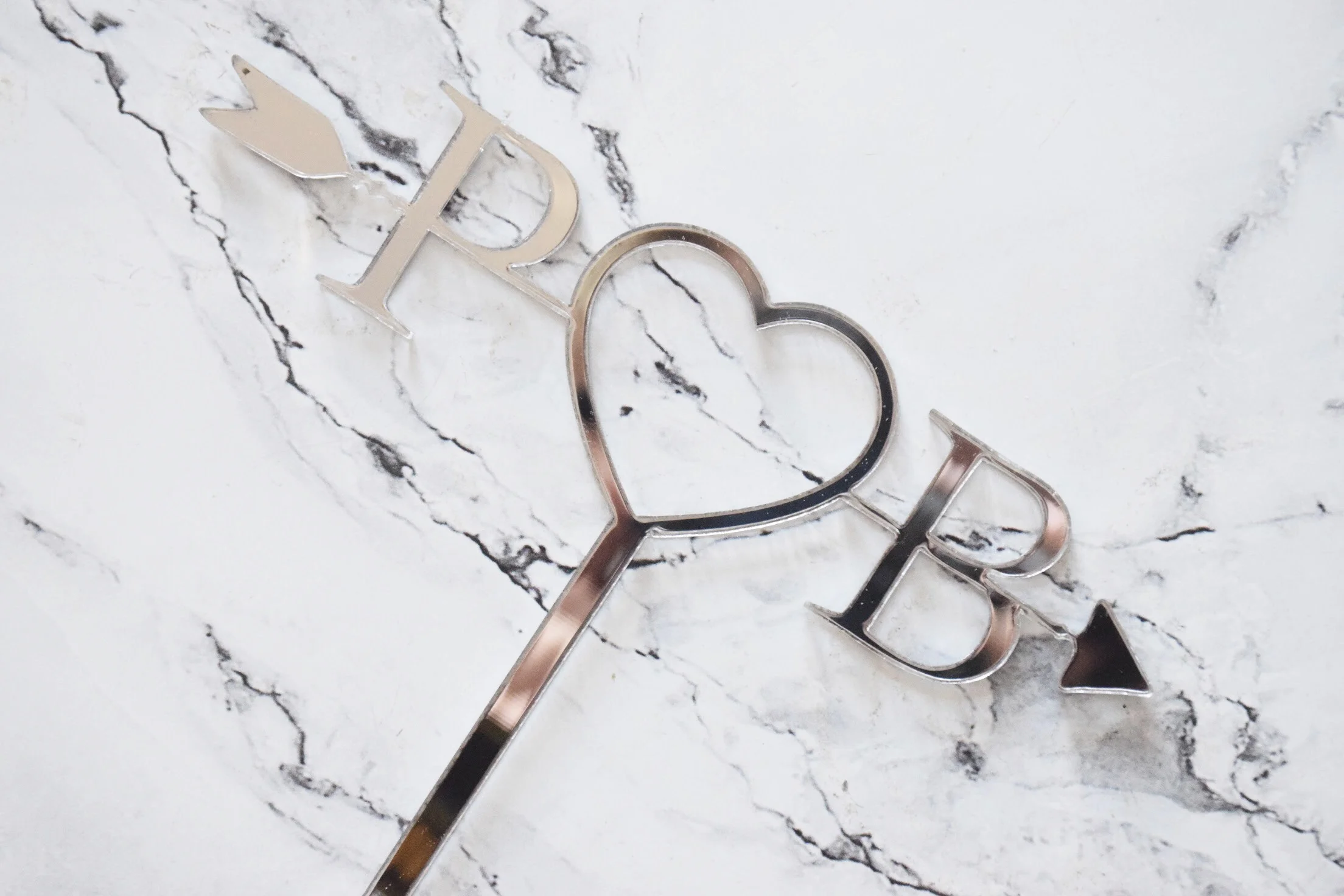 initials with heart and arrow cake topper