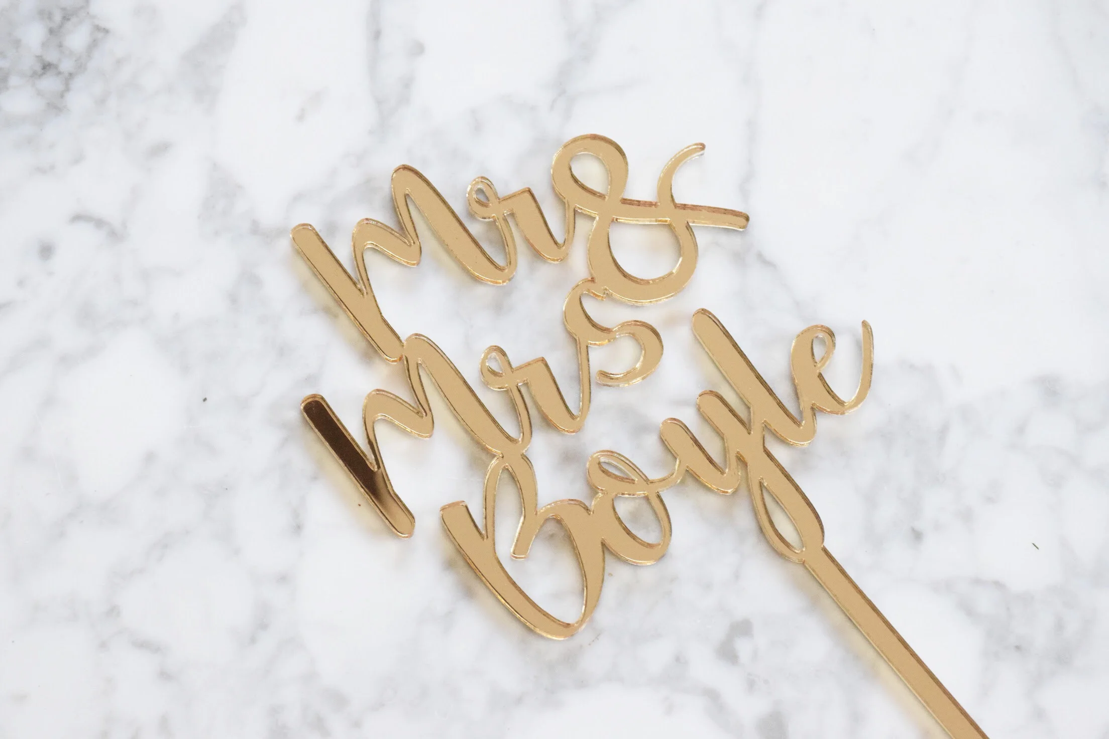 mr and mrs + surname cake topper