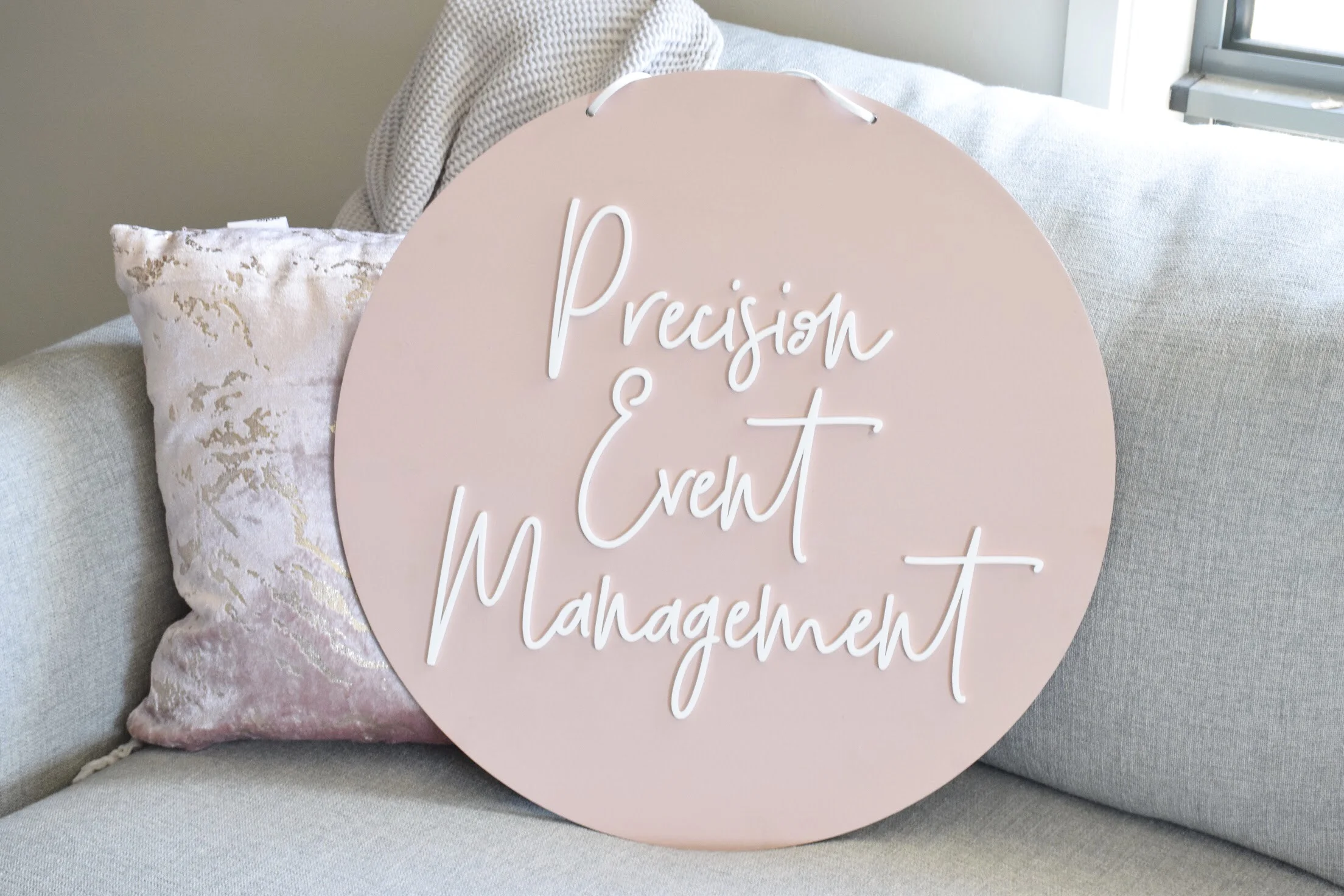 wooden painted sign with acrylic text