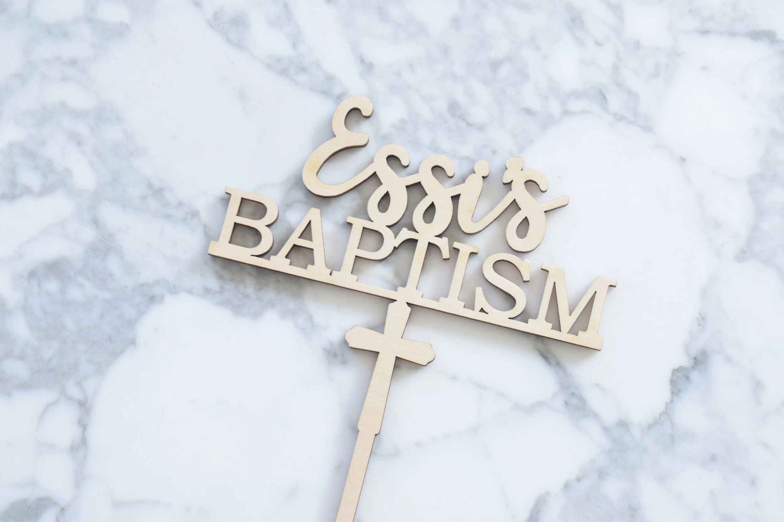 baptism cake topper with cross