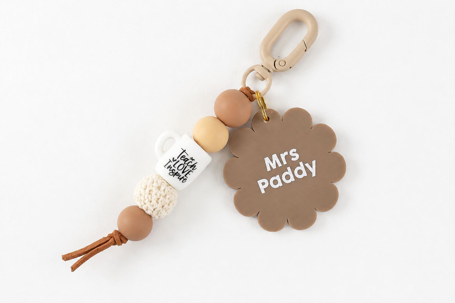 silicone bead keychain with custom tag