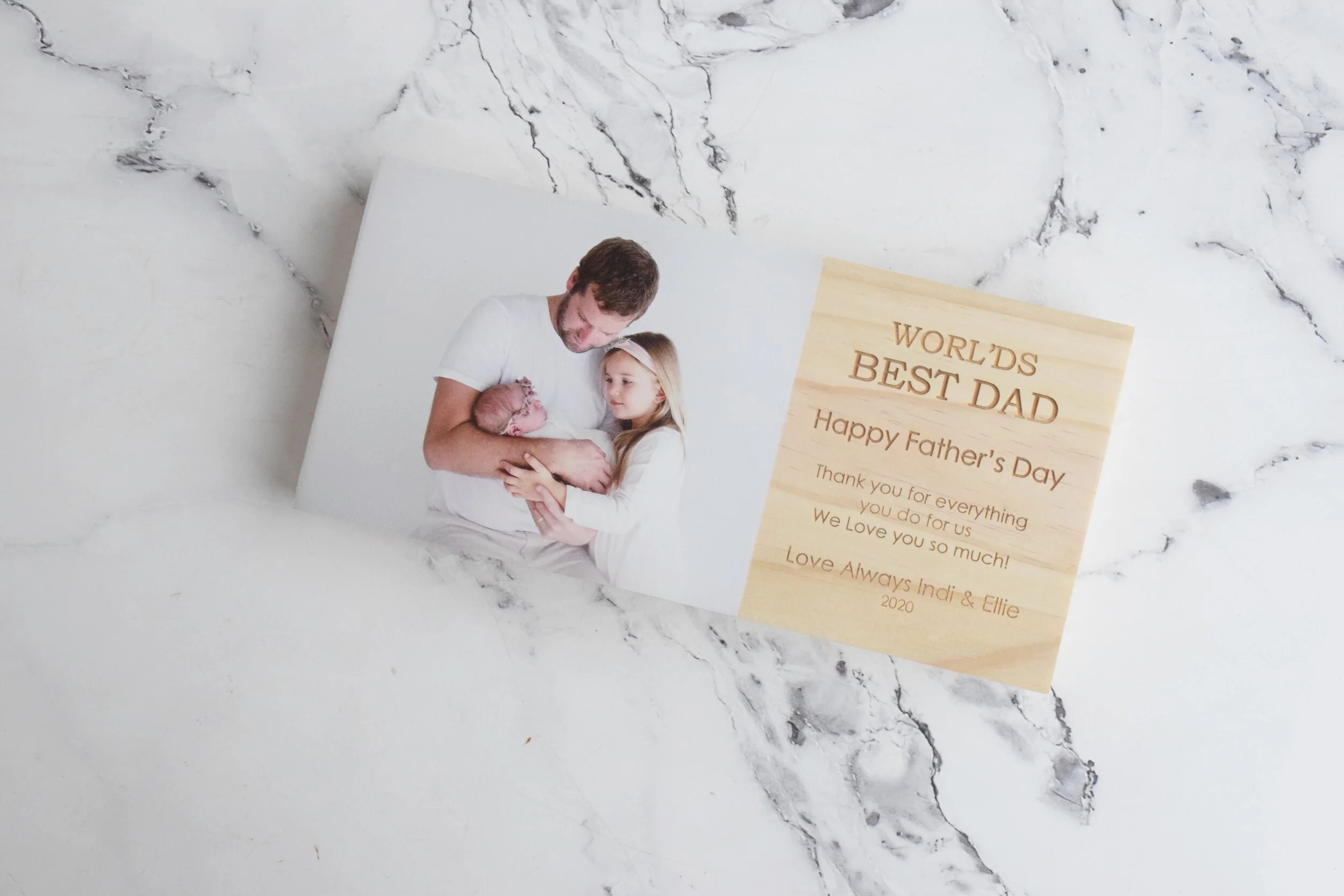 Fathers day photo block with text 25x12cm 
