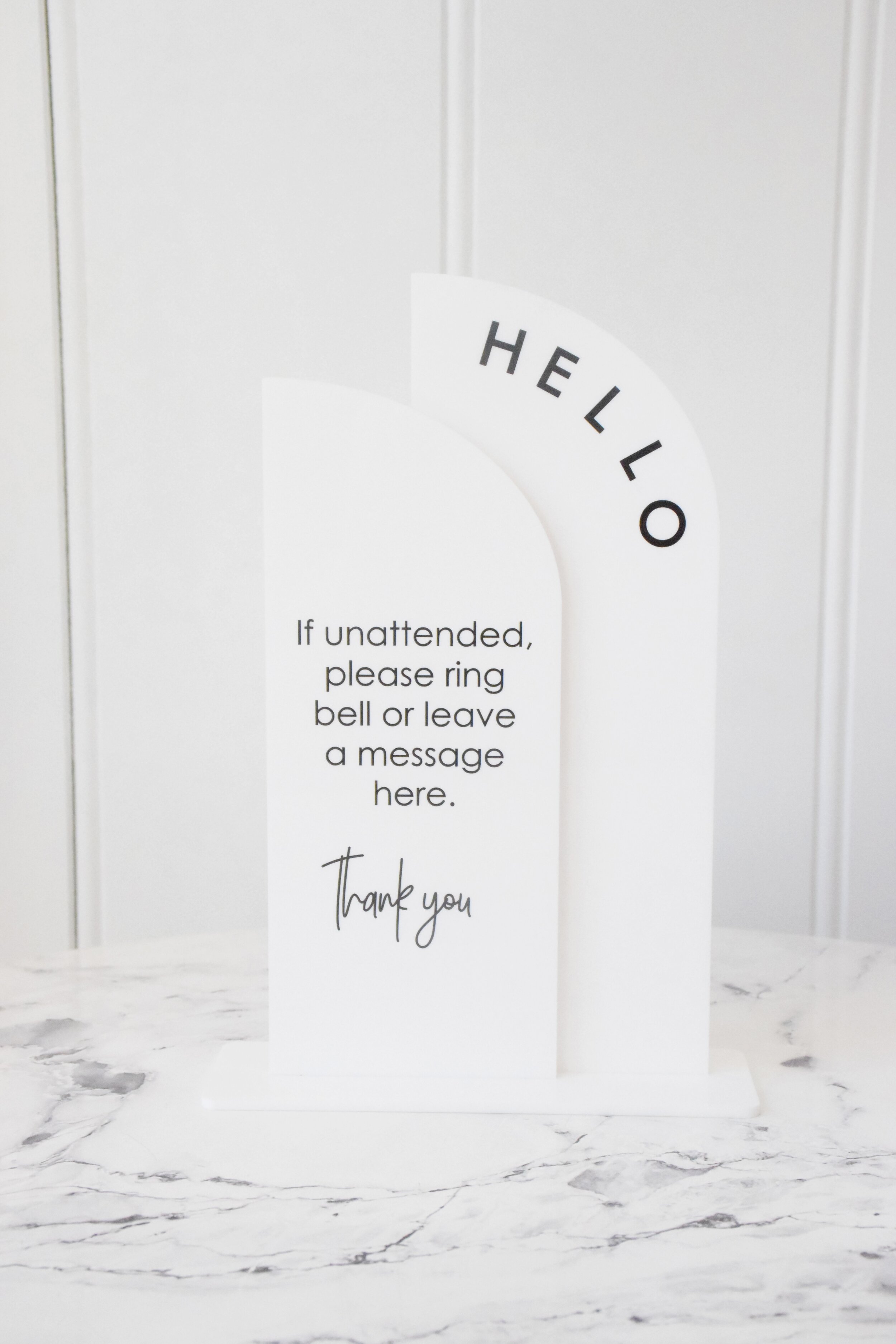 double half arch business table top sign