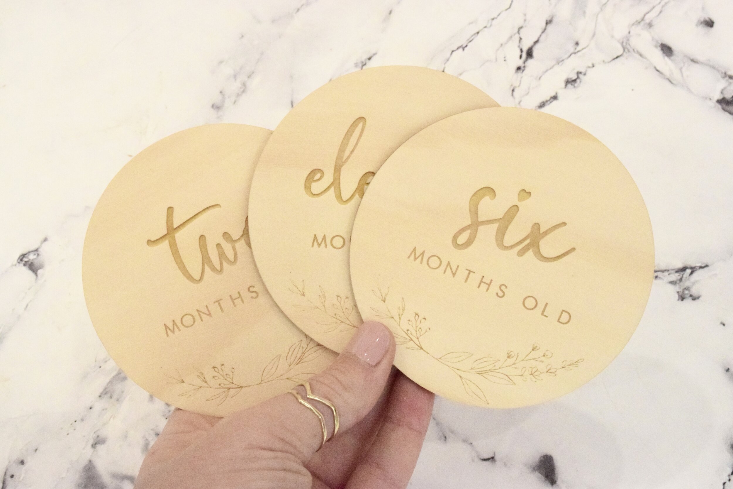 milestone set leaf timber engraved