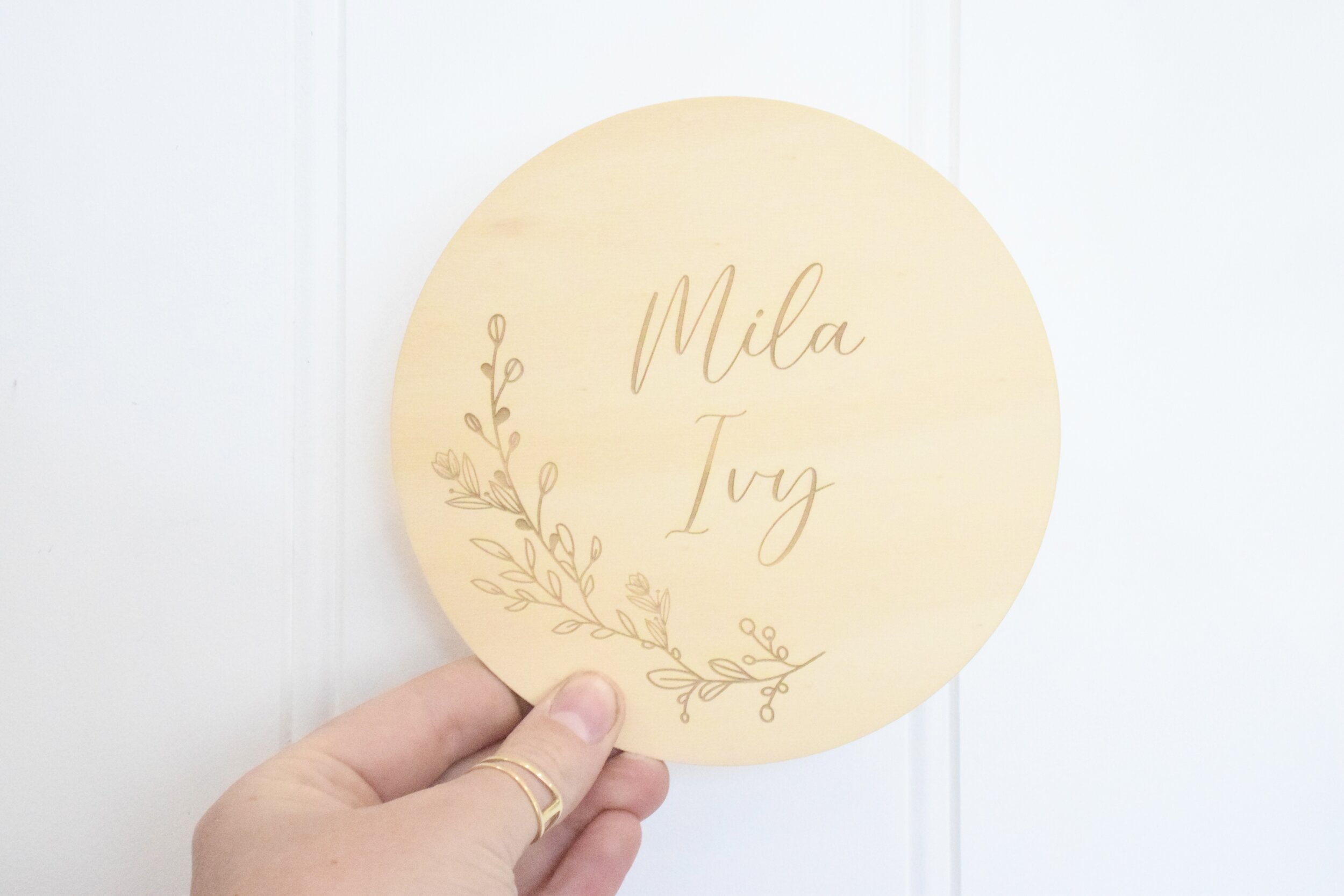 birth announcement with name engraved