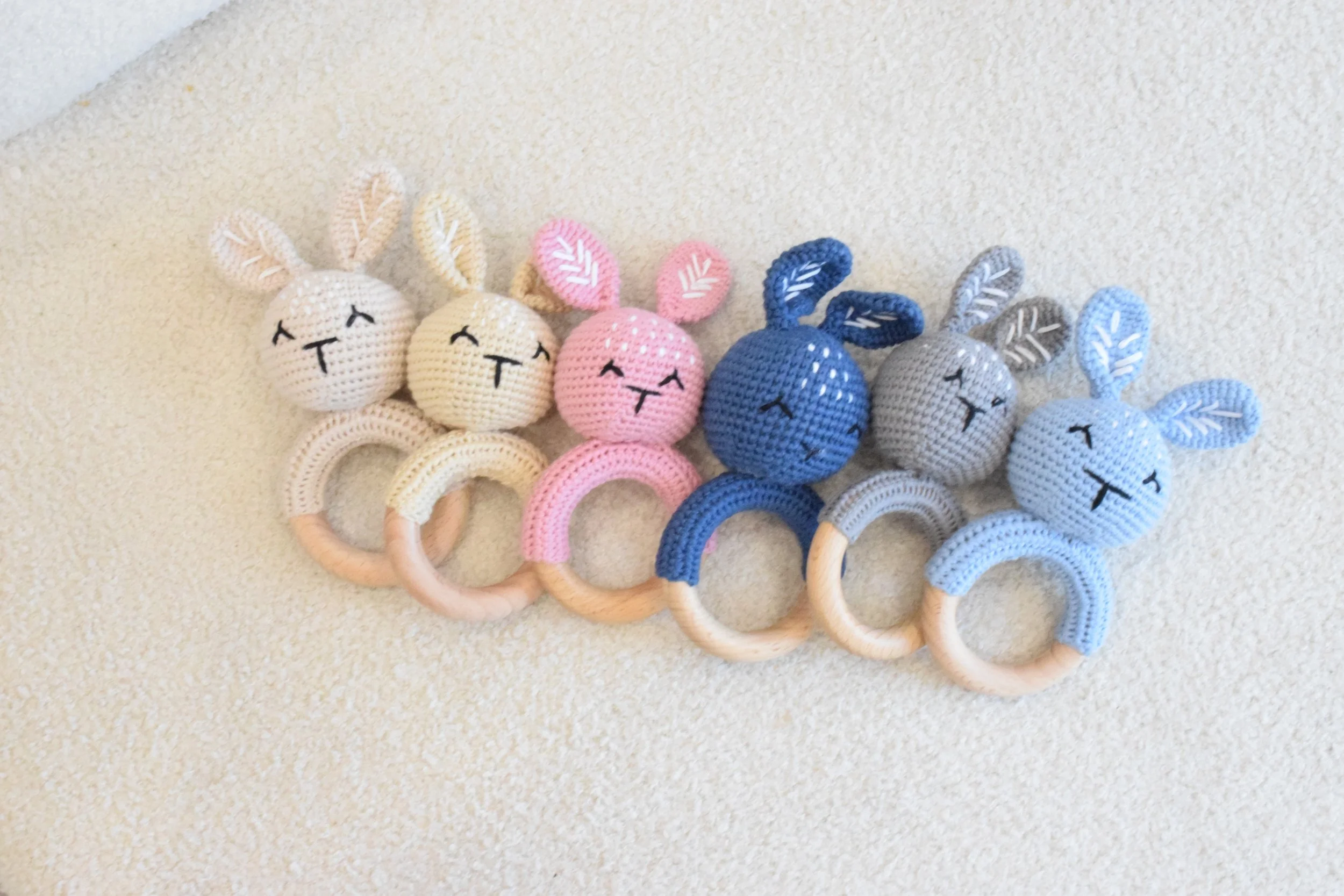 personalised knitted rattle