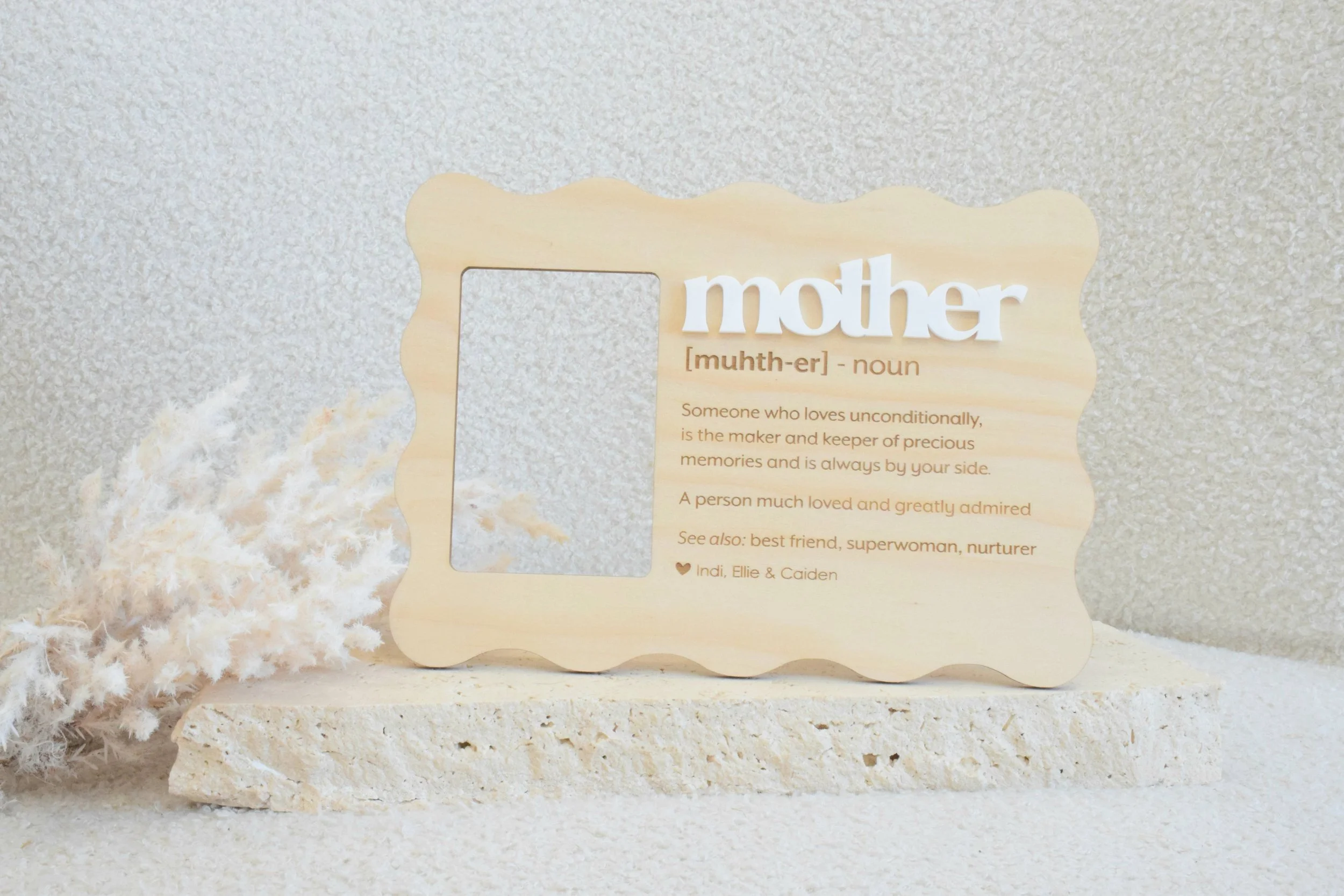 wave mother photo frame with quote