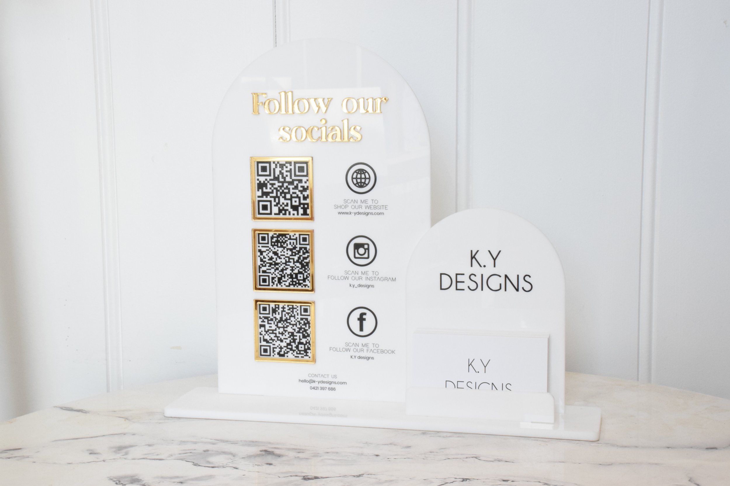All in one business card holder and qr code stand