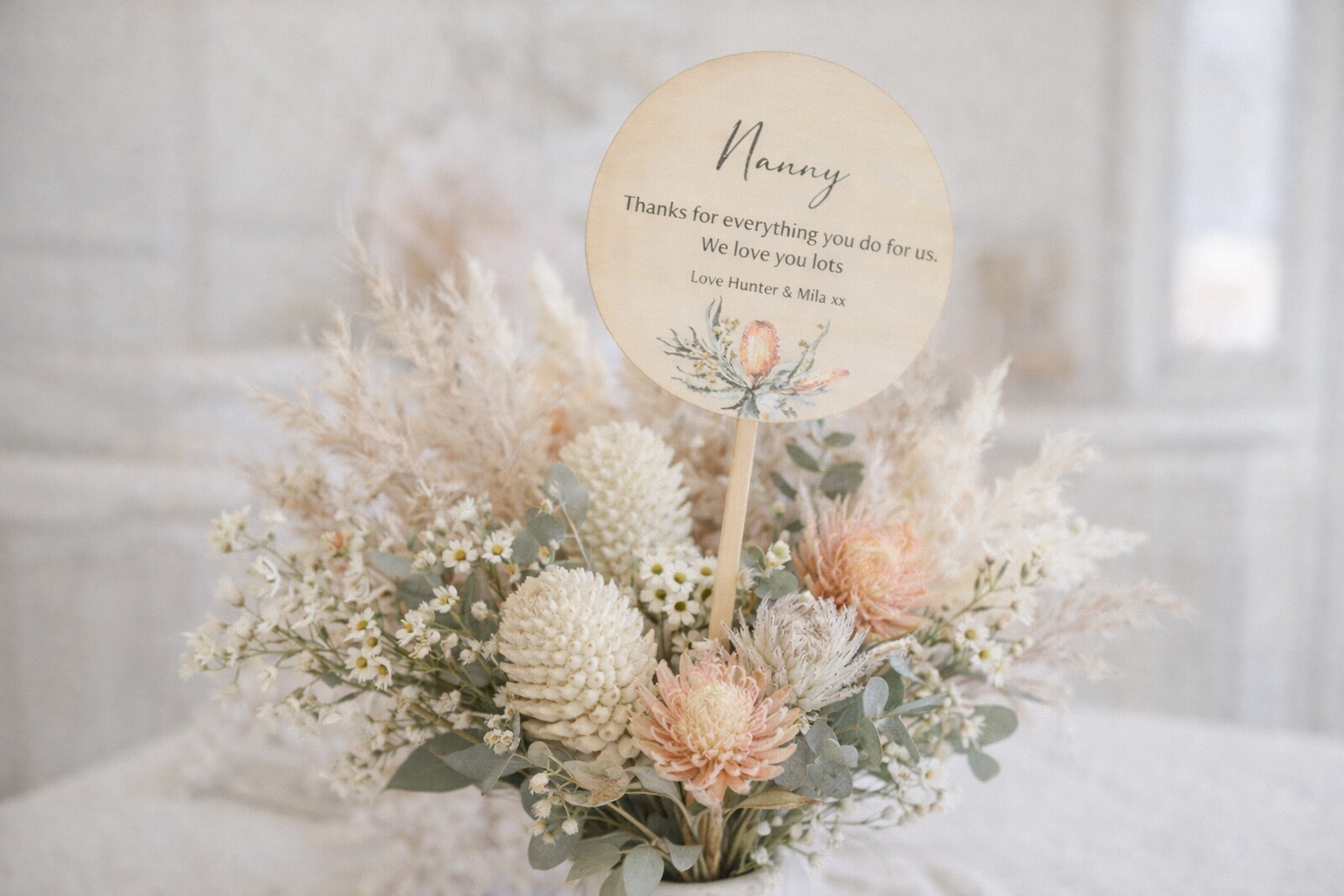 plant stake with native floral