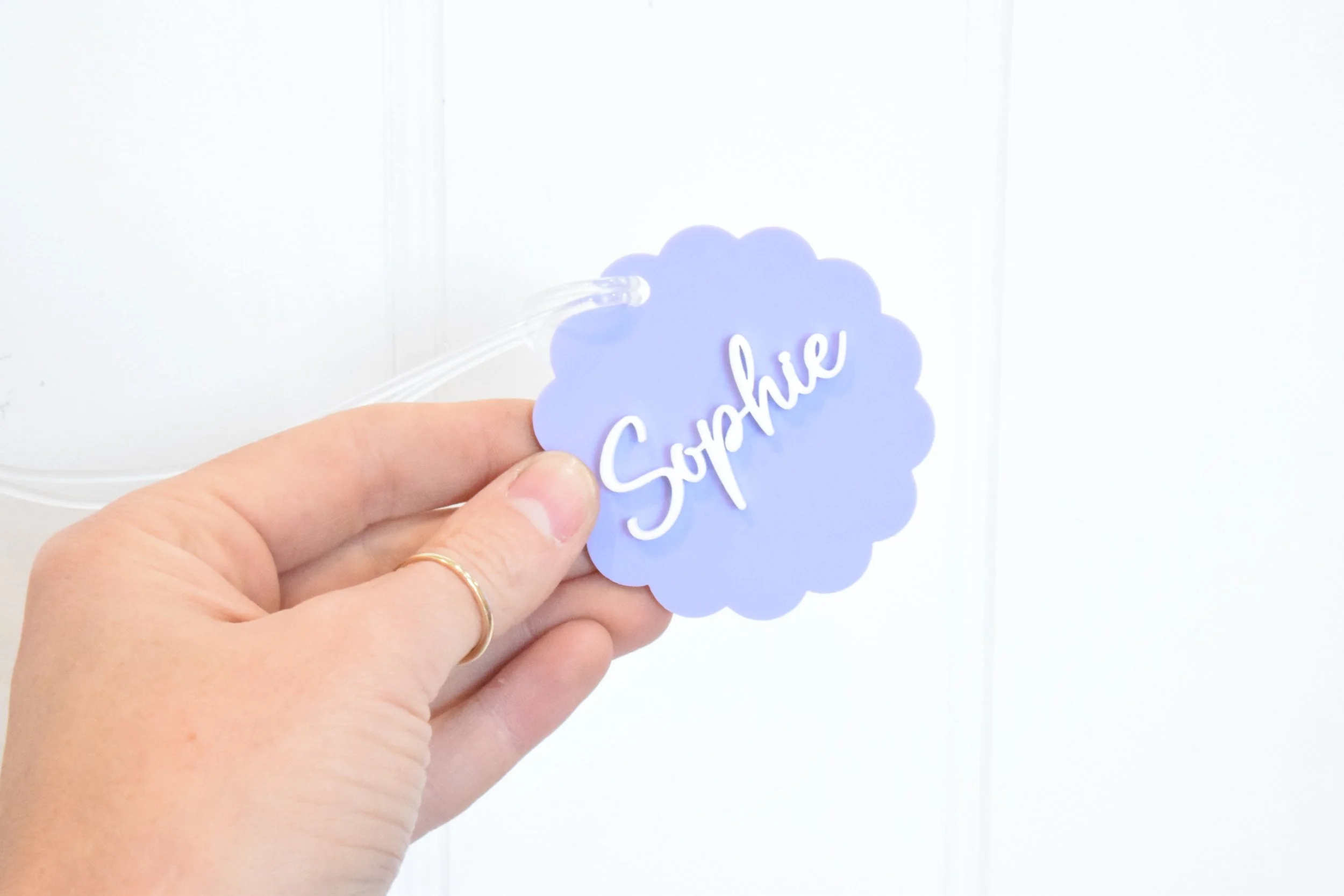 sophie purple scallop tag